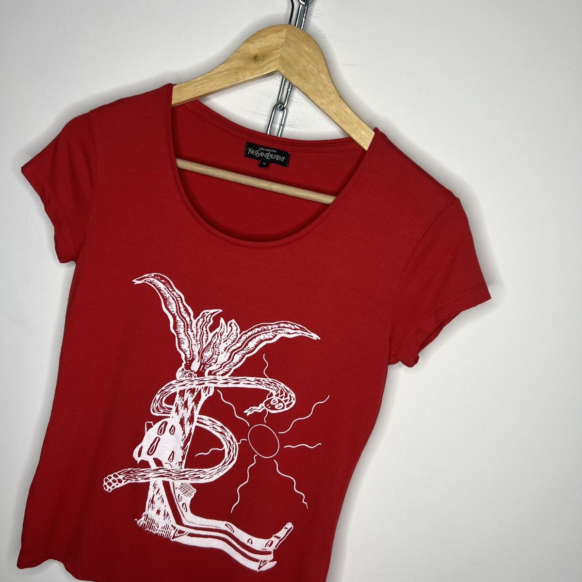 Tom Ford × Yves Saint Laurent 2000s' Yves Saint Laurent YSL Red Tshirt Tee by Tom Ford Size M / US 6-8 / IT 42-44 - 3 Thumbnail