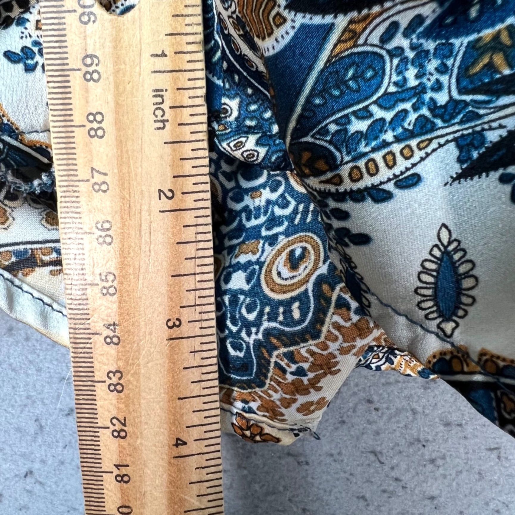 Cider Cider Womens High-Waist Bermuda Shorts Paisley Print Blue Summer M Light Weight Polyester Beige? Size 32" / US 10 / IT 46 - 6 Thumbnail