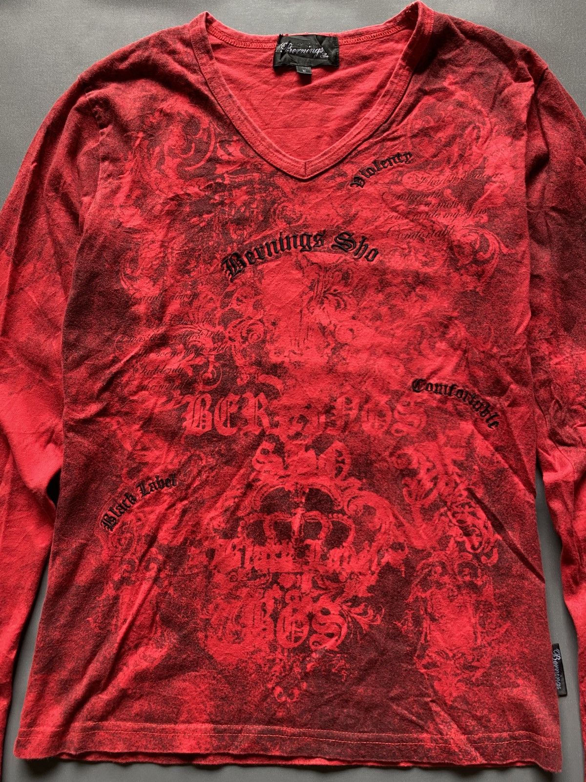 BERNINGS SHO Bernings Sho Longsleeve Tshirt Poem Y2K Style Size L / US 10 / IT 46 - 2 Thumbnail