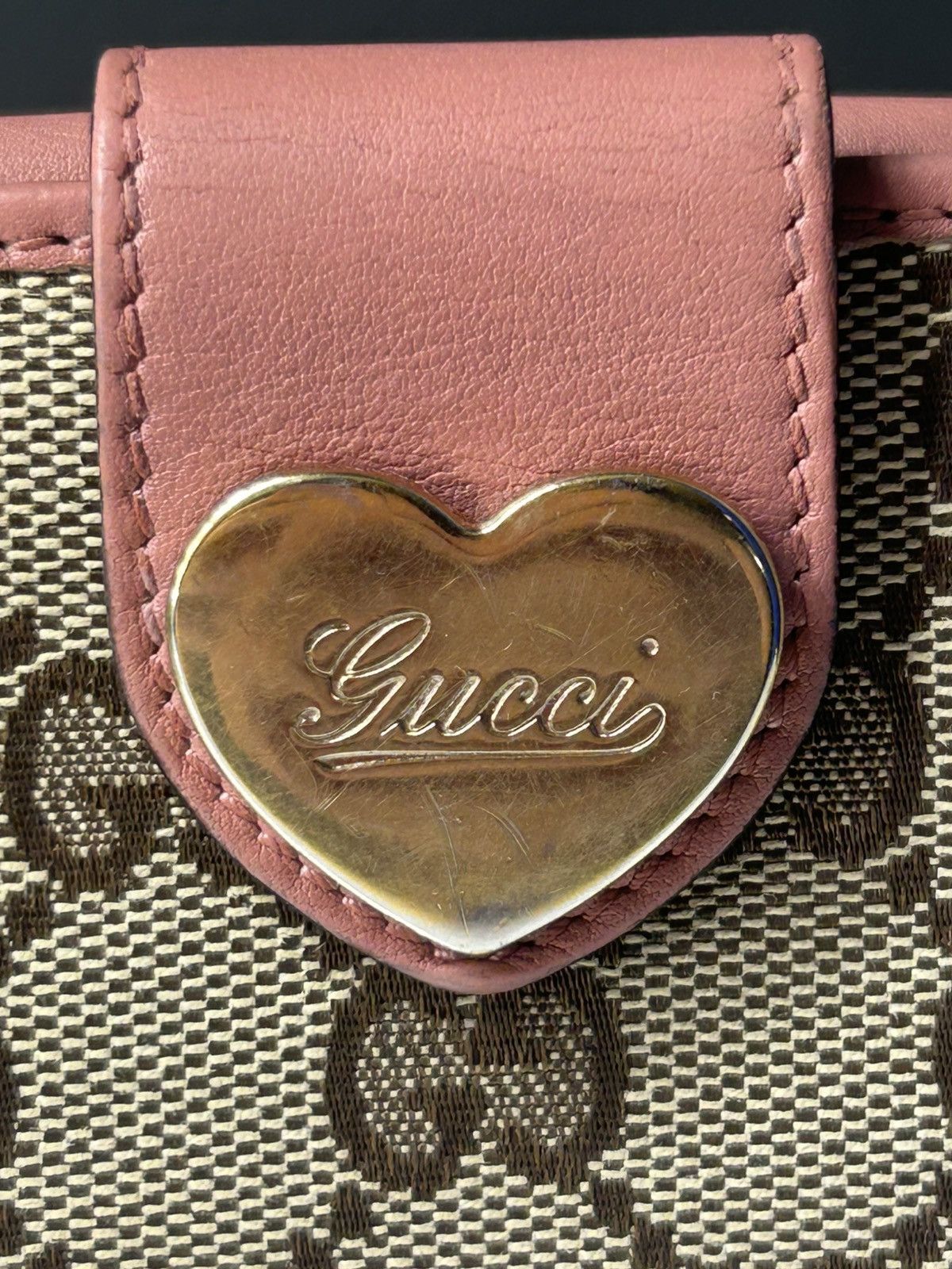 Gucci Gucci GG Monogram Canvas Pink Continental Heart Wallet Size ONE SIZE - 2 Thumbnail