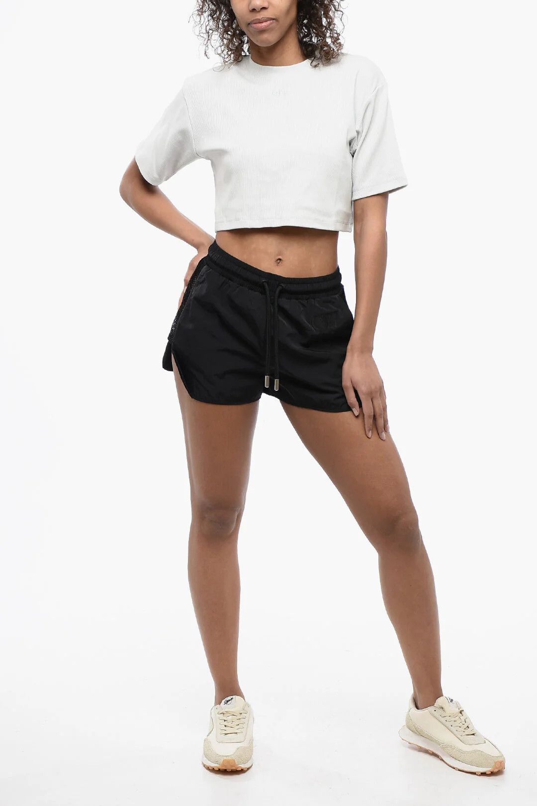 Off-White og1mm0426 Ribbed Crewneck Crop T-Shirt in Grey Size S / US 4 / IT 40 - 4 Thumbnail