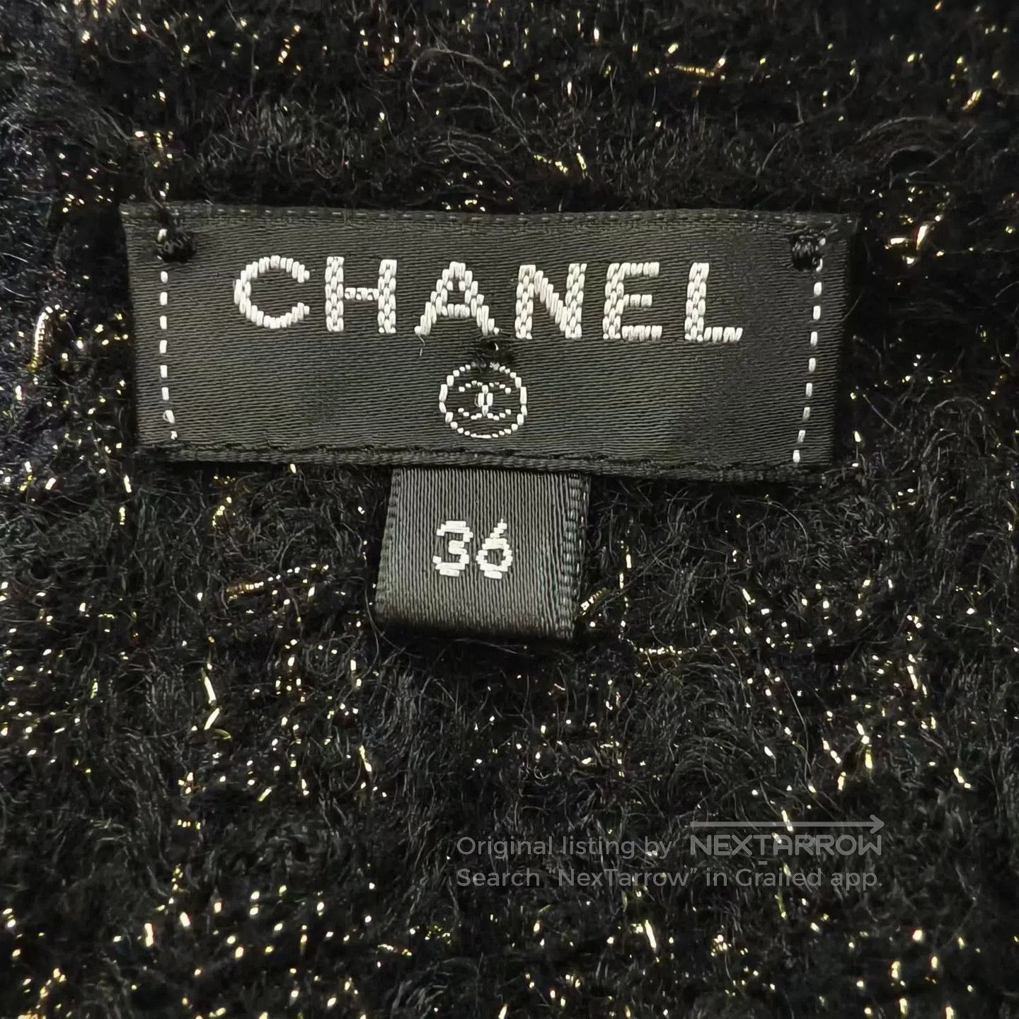 Chanel Chanel Black Little Black Dress Tweed Flower Gold Button H Size 35" - 3 Thumbnail