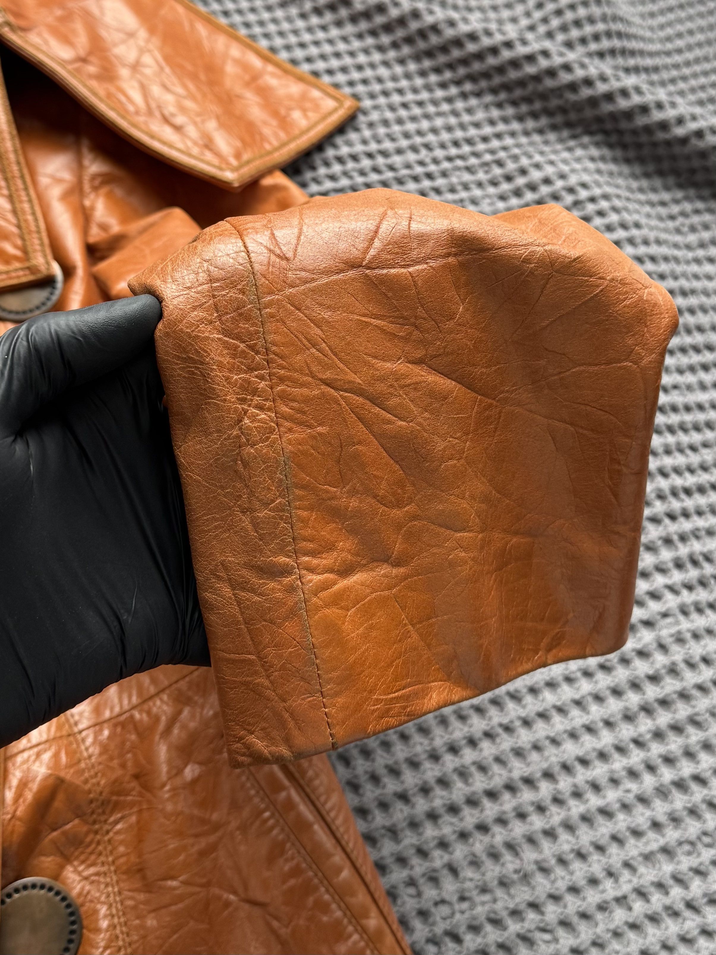 Vintage Vintage Leather Coat Double Breasted Jacket Retro Mod Trench Size M / US 6-8 / IT 42-44 - 11 Thumbnail