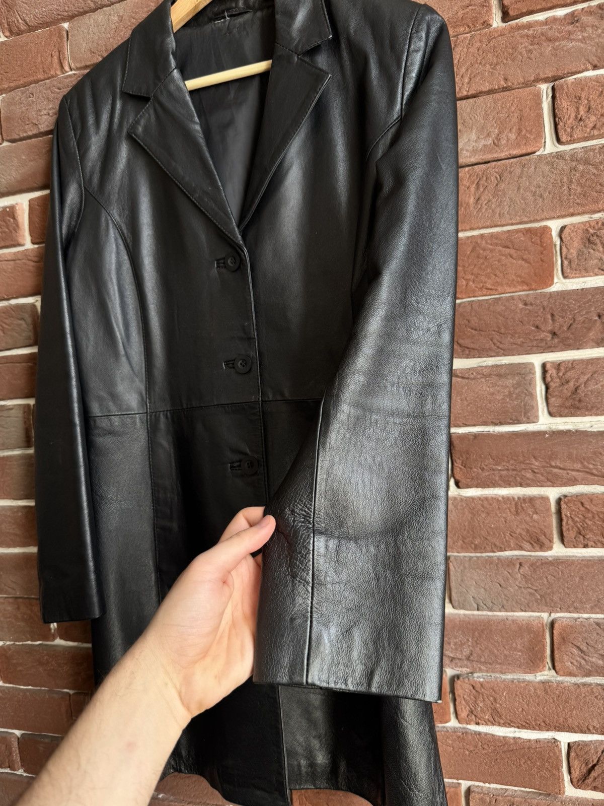 Vintage Rare Vintage Genuine Leather Long Coat Jacket Avant Garde Size L / US 10 / IT 46 - 4 Thumbnail