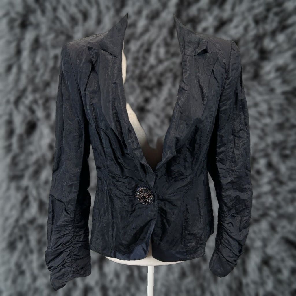 Escada VINTAGE ESCADA Silk Blend Blazer Jacket Adult Womens Very Dark Blue Long Sleeve Size S / US 4 / IT 40 - 1 Thumbnail