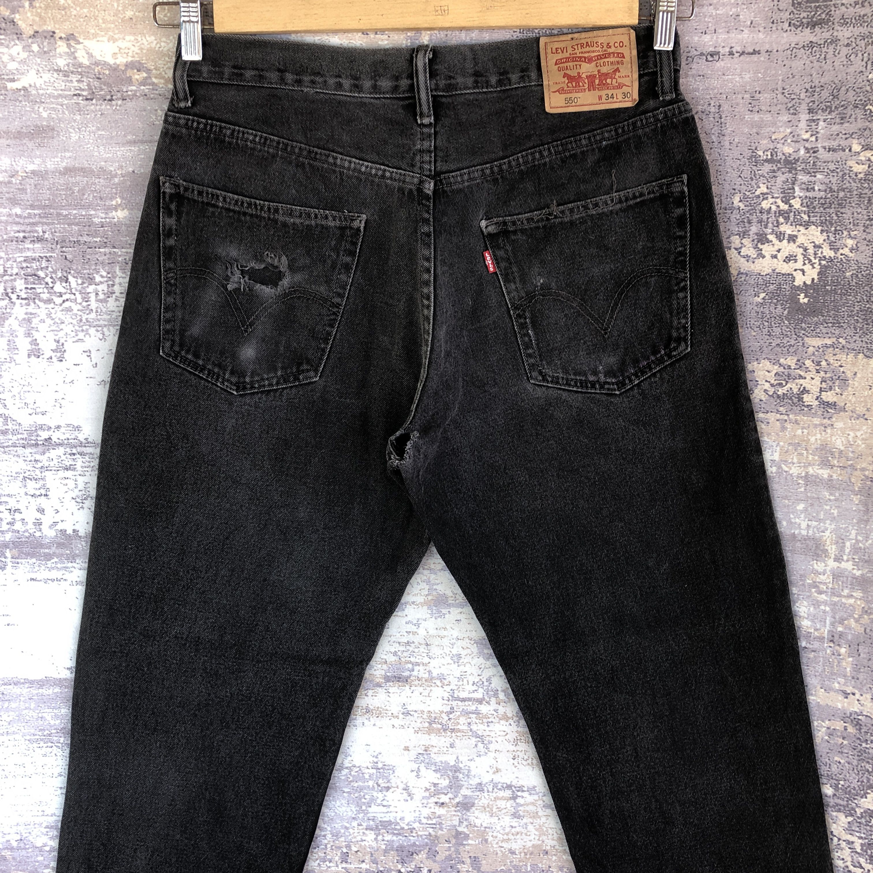 Levi's Vintage Distressed Levis 550 Jeans Levi's Faded Black Denim Size US 32 / EU 48 - 4 Thumbnail