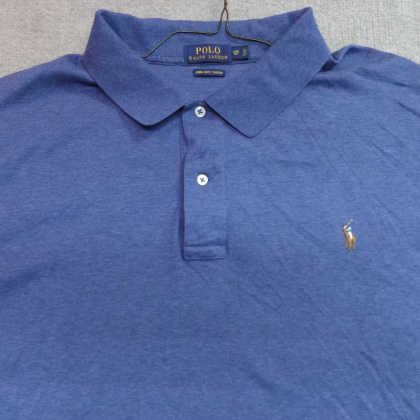 Polo Ralph Lauren Polo Ralph Lauren Polo Shirt 3XB Blue Heather Pima Soft Touch Jersey Shirt Big & Tall Men XS? 3X? Size US XXL / EU 58 / 5 - 2 Thumbnail