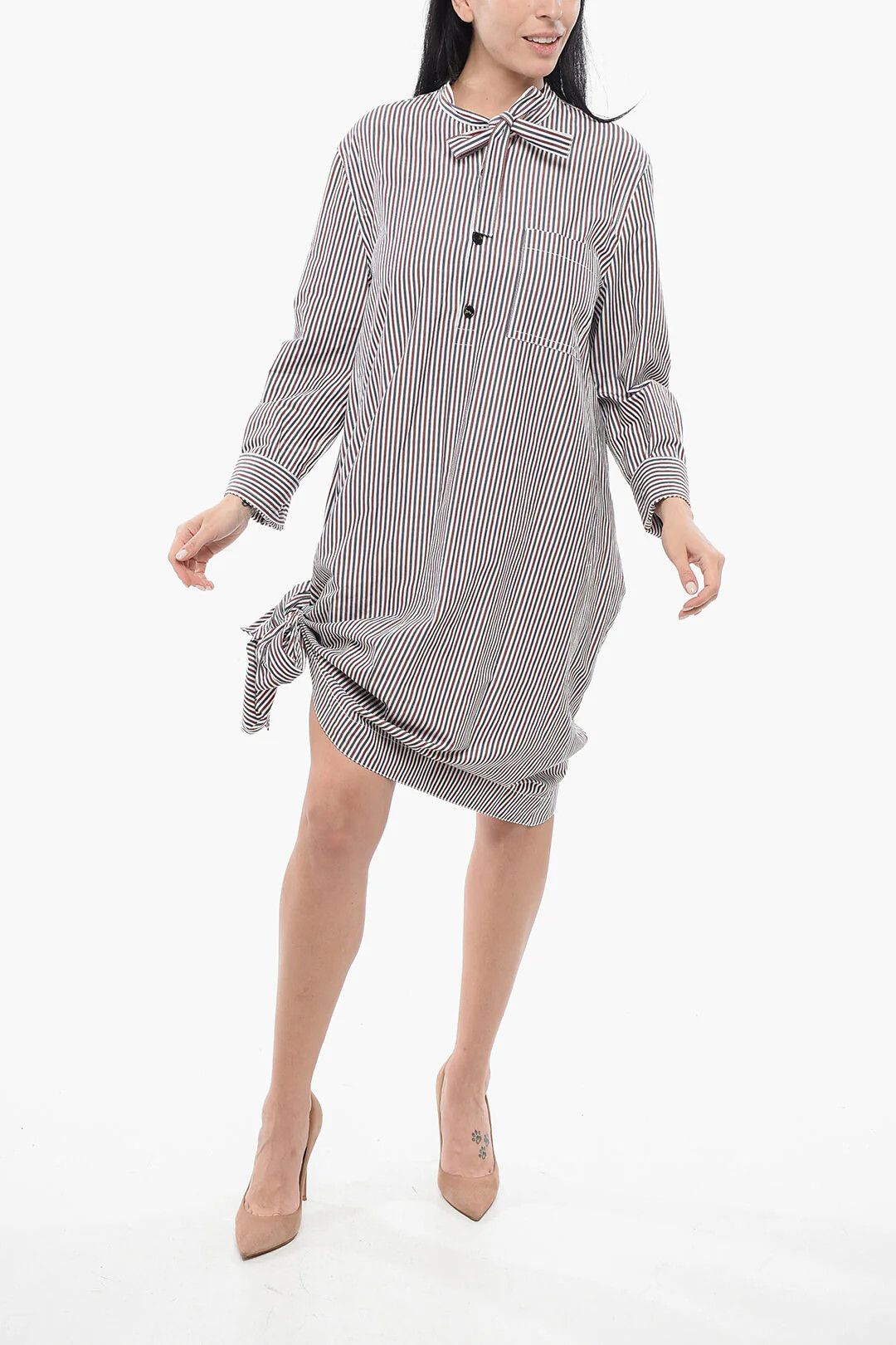 Bottega Veneta og1mm0426 Striped Shirt Dress in Multicolor Size S / US 4 / IT 40 - 1 Thumbnail