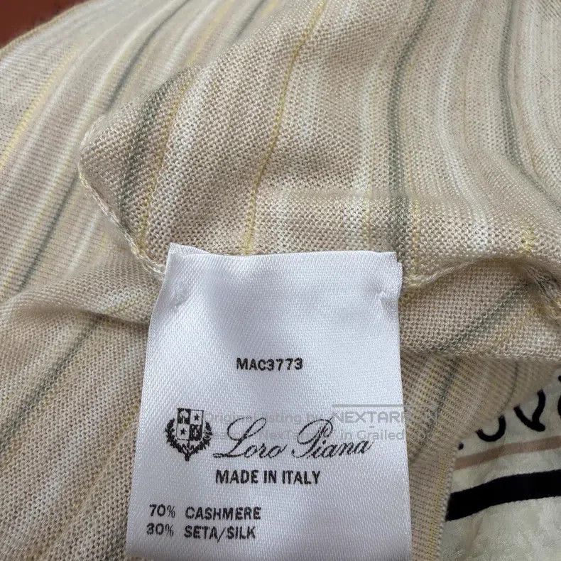 Loro Piana Loro Piana Khaki Striped Cashmere Silk Short Sleeve Top Size XS / US 0-2 / IT 36-38 - 4 Thumbnail