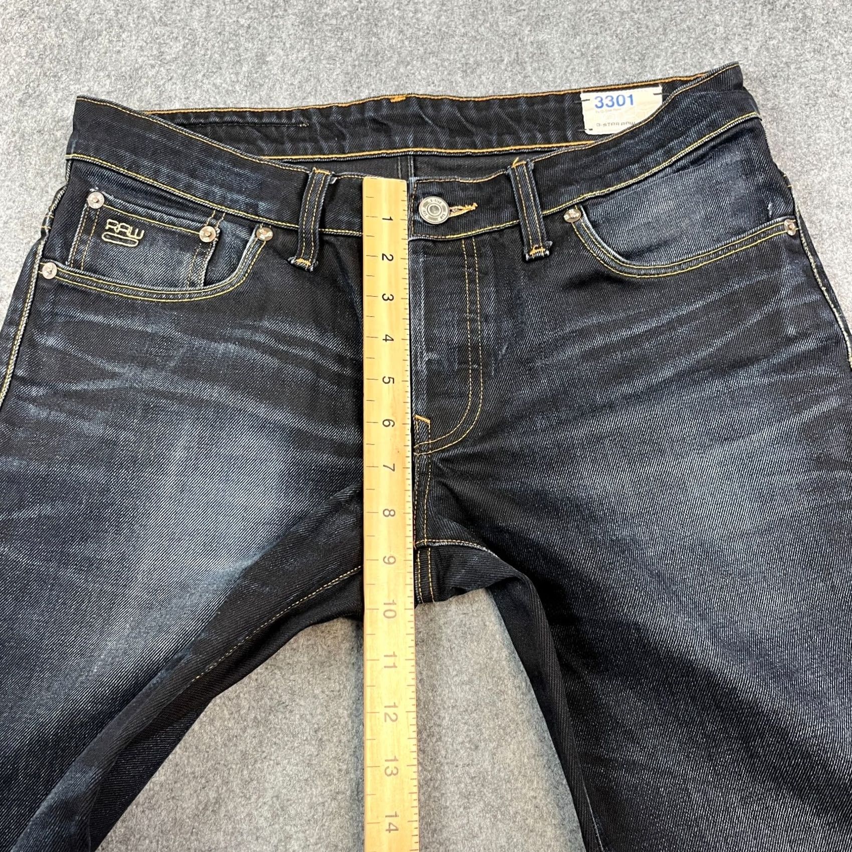 G-Star G-Star Jeans 32 32 Regular Tapered Dark Wash Blue Whiskering Honeycomb Jeans Boys Mens 3301 5-Pocket Design Size US 32 / EU 48 - 5 Thumbnail