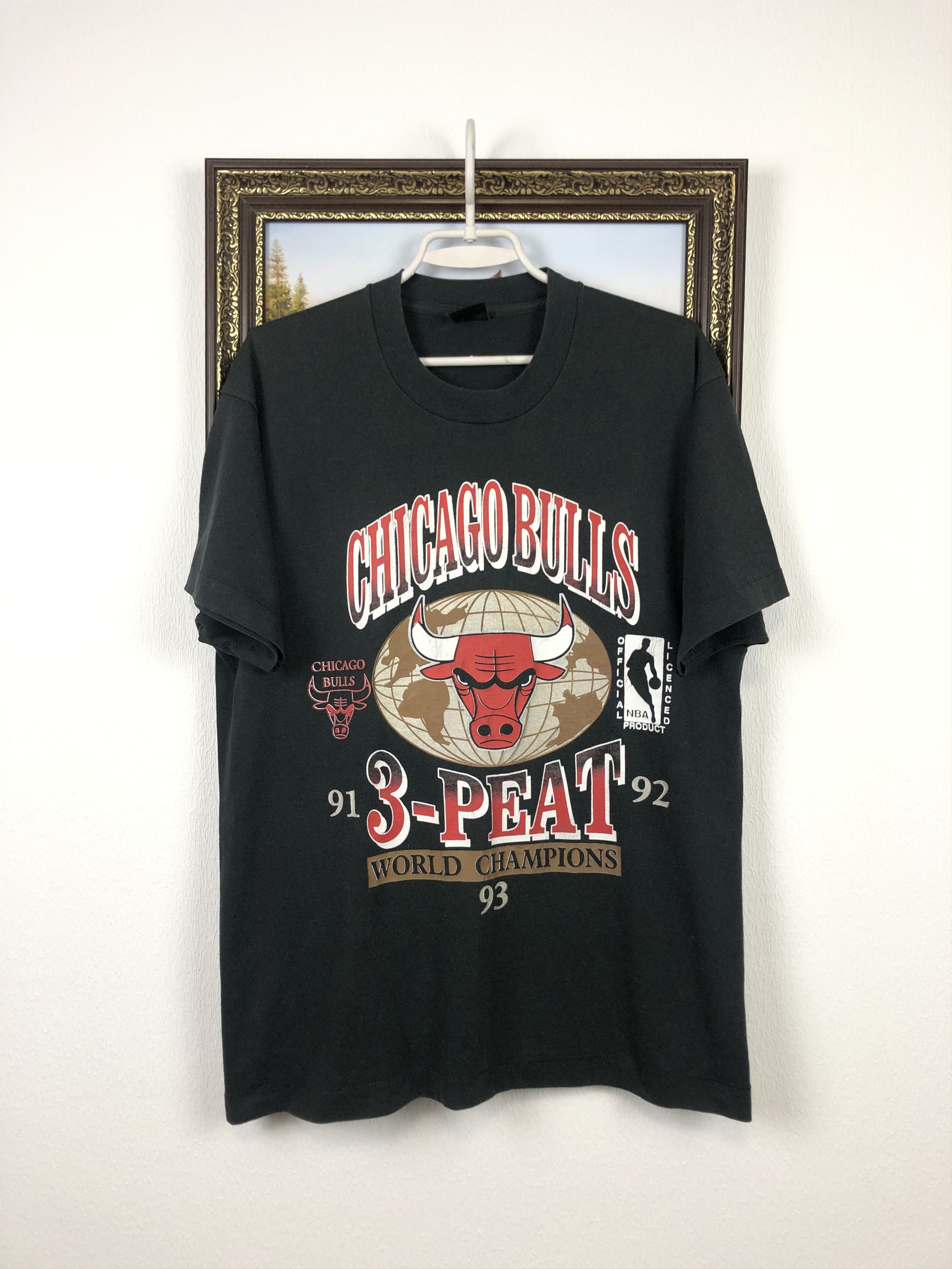 Vintage 1993 Champs Chicago Bulls 3Peat Shirt Tee Rare