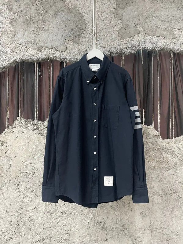 Thom Browne Thom Browne Blue Striped Long Sleeve Shirt 0089 Size US M / EU 48-50 / 2 - 1 Thumbnail