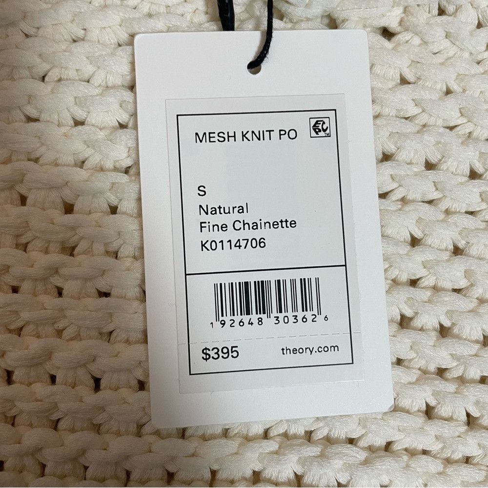 Theory NWT New $395 Theory Mesh Knit Long Sleeve Natural Cotton Bl Size S / US 4 / IT 40 - 7 Thumbnail