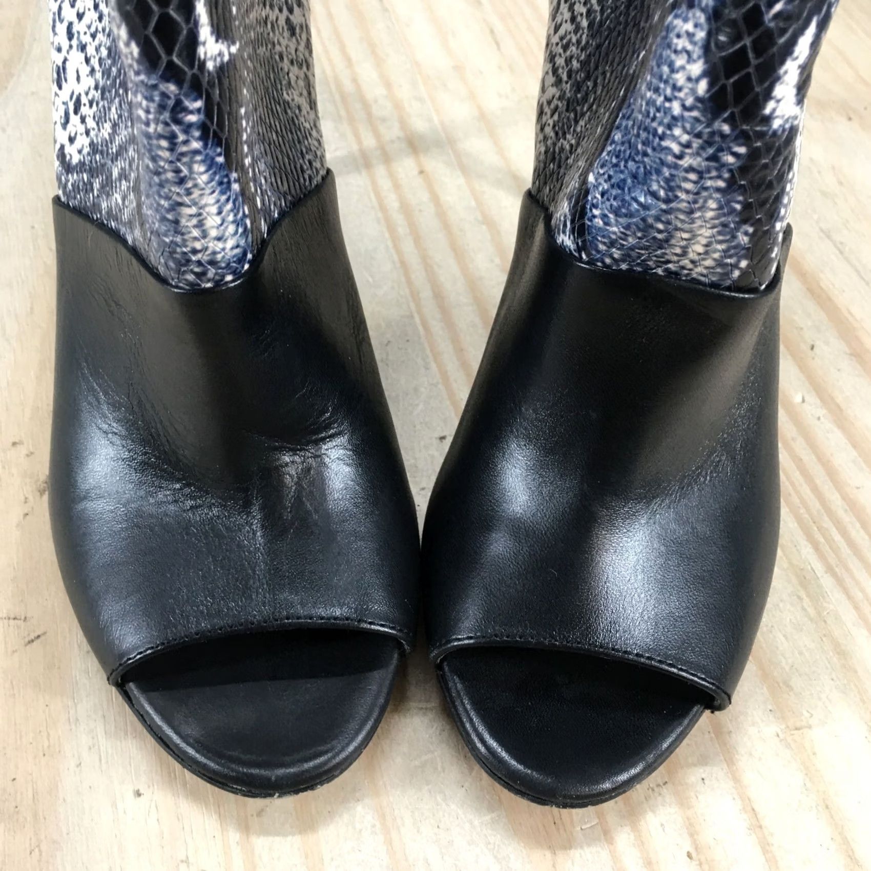 Calvin Klein Calvin Klein Womens Bootie Sarine Peep Toe Stiletto Black Faux Leather 5.5 Size US 6 / IT 36 - 6 Thumbnail