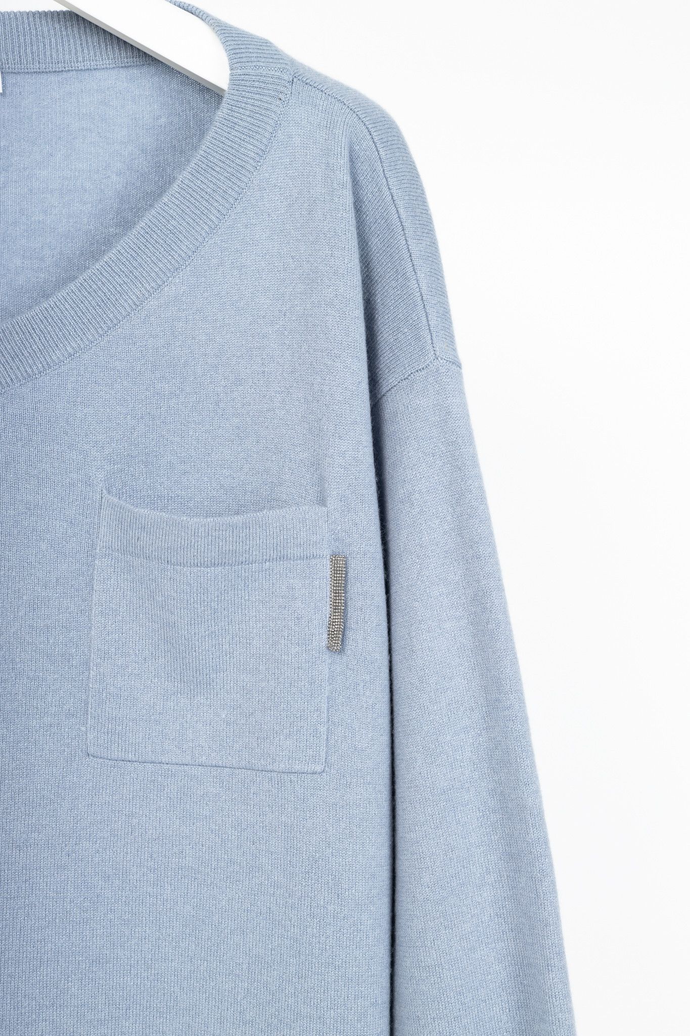 Brunello Cucinelli Brunello Cucinelli Blue Cashmere Monili-Pocket Sweater Size M / US 6-8 / IT 42-44 - 5 Thumbnail