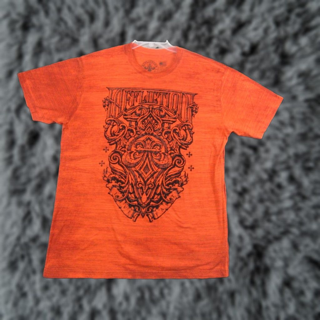 Affliction Affliction Shirt Mens 3XL Orange Live Fast Graphic Tee Skater Size US XXL / EU 58 / 5 - 1 Thumbnail
