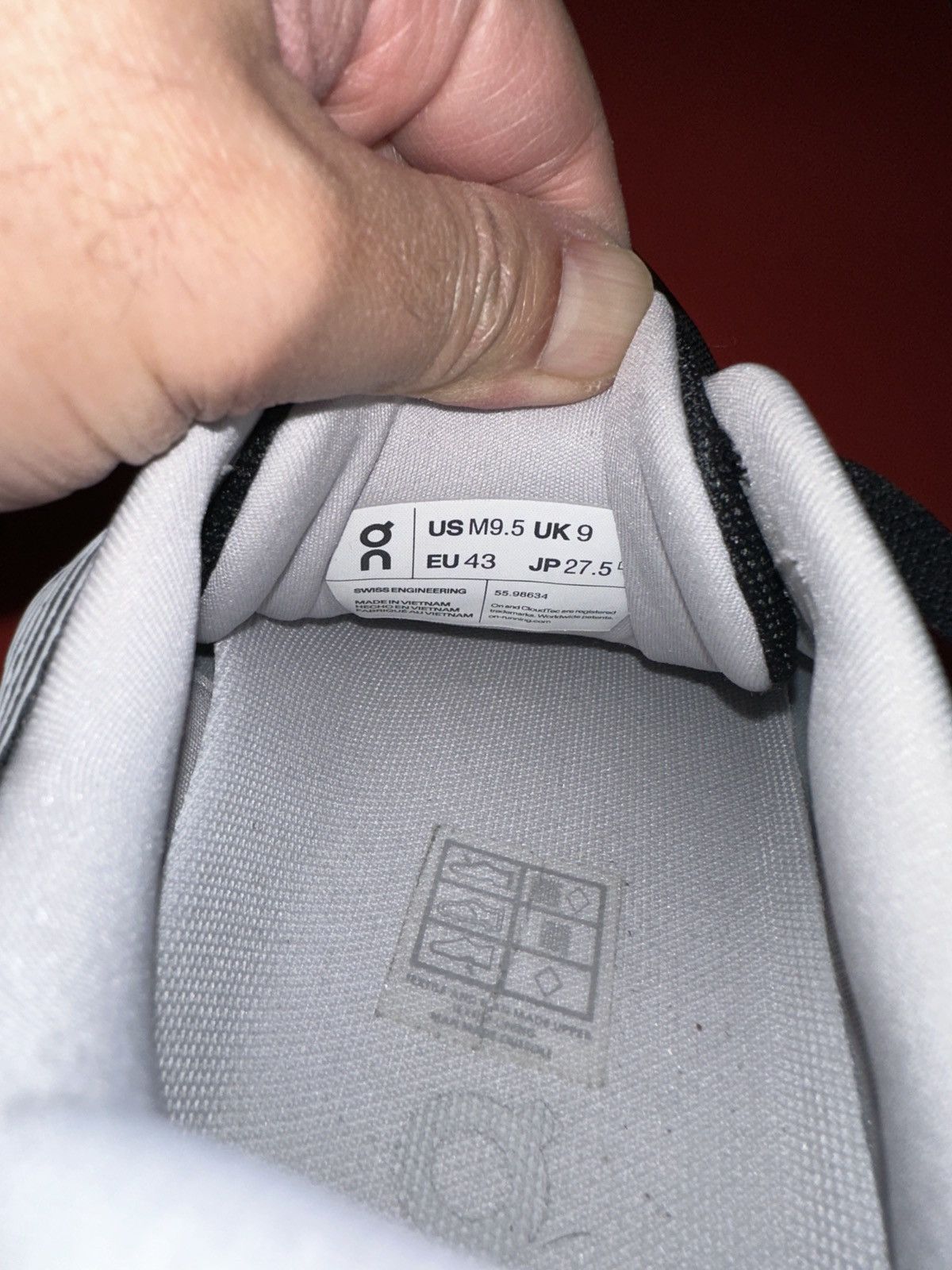 On On Cloud On Running Shoes Black Grey Glacier Road Men’s 9.5 Size US 9.5 / EU 42-43 - 6 Thumbnail