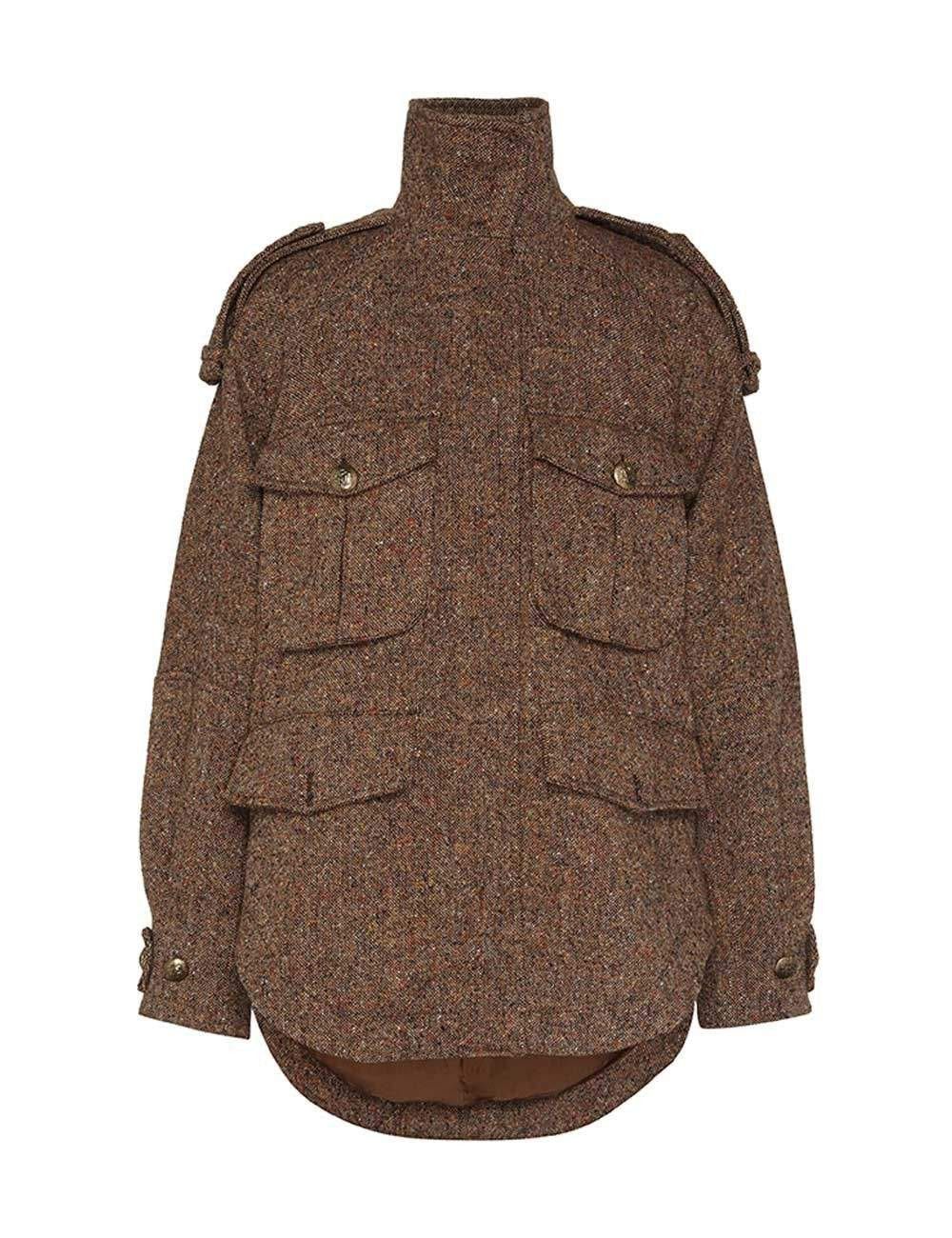 oc11z0725 Illustration Tweed Jacket in Brown