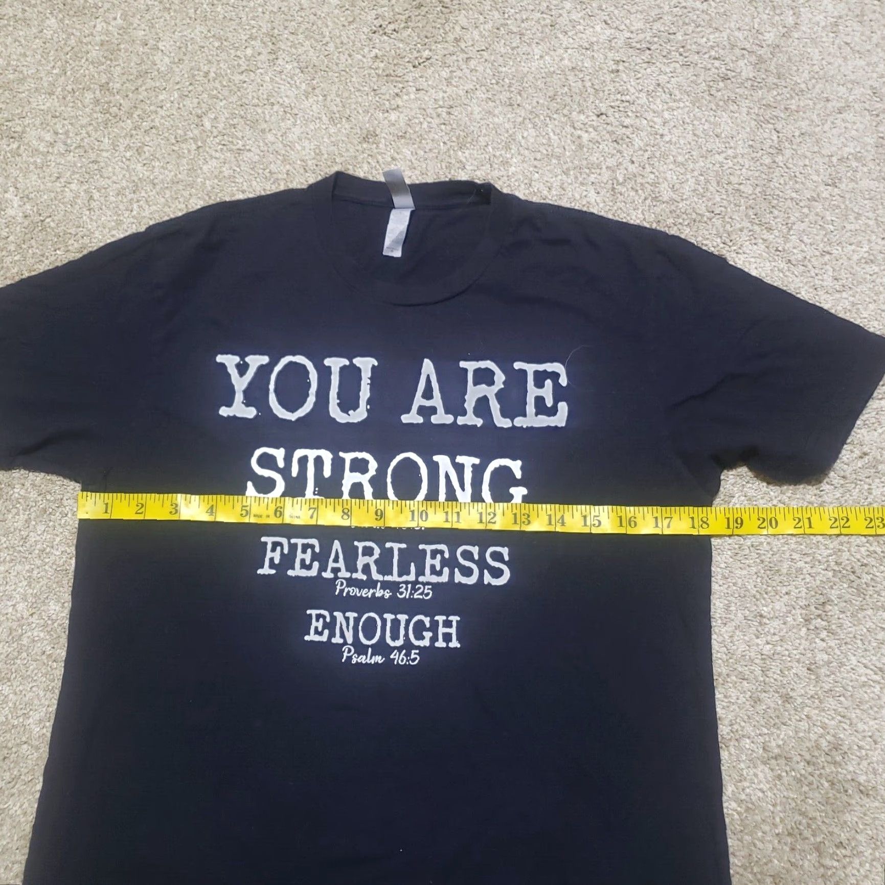 Vintage Christian Shirt Mens Medium Black T Shirt You Are Strong Fearless Enough Psalm 46:5 Size US M / EU 48-50 / 2 - 4 Thumbnail