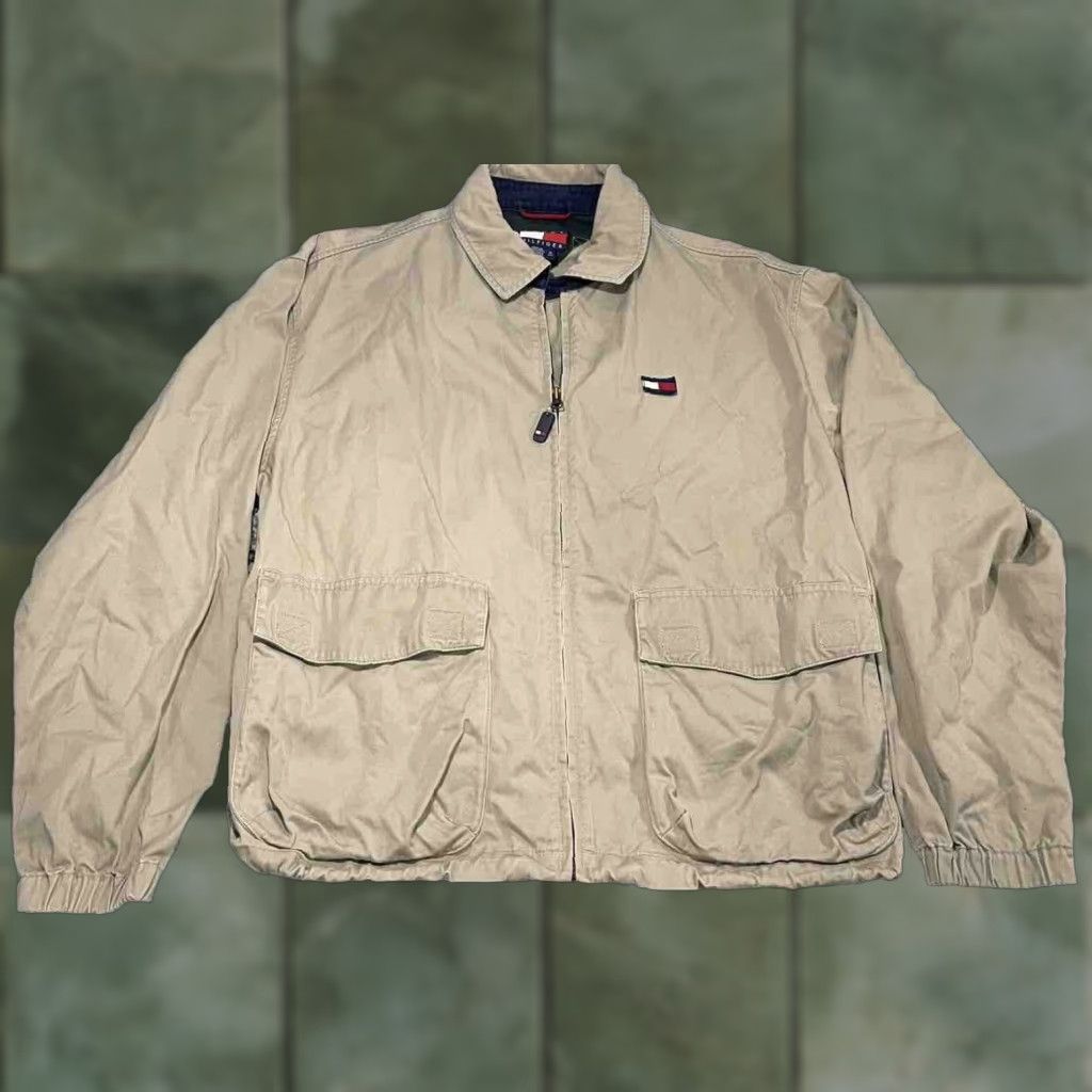 Tommy Hilfiger VINTAGE Tommy Hilfiger Small Flag Full Zip Bomber Jacket 90s 2000s Tan M Mens Jacket Full Zip Hip Hop 90s Tommy Hilfiger Bomber Jacket Tan M Mens Size US M / EU 48-50 / 2 - 1 Thumbnail