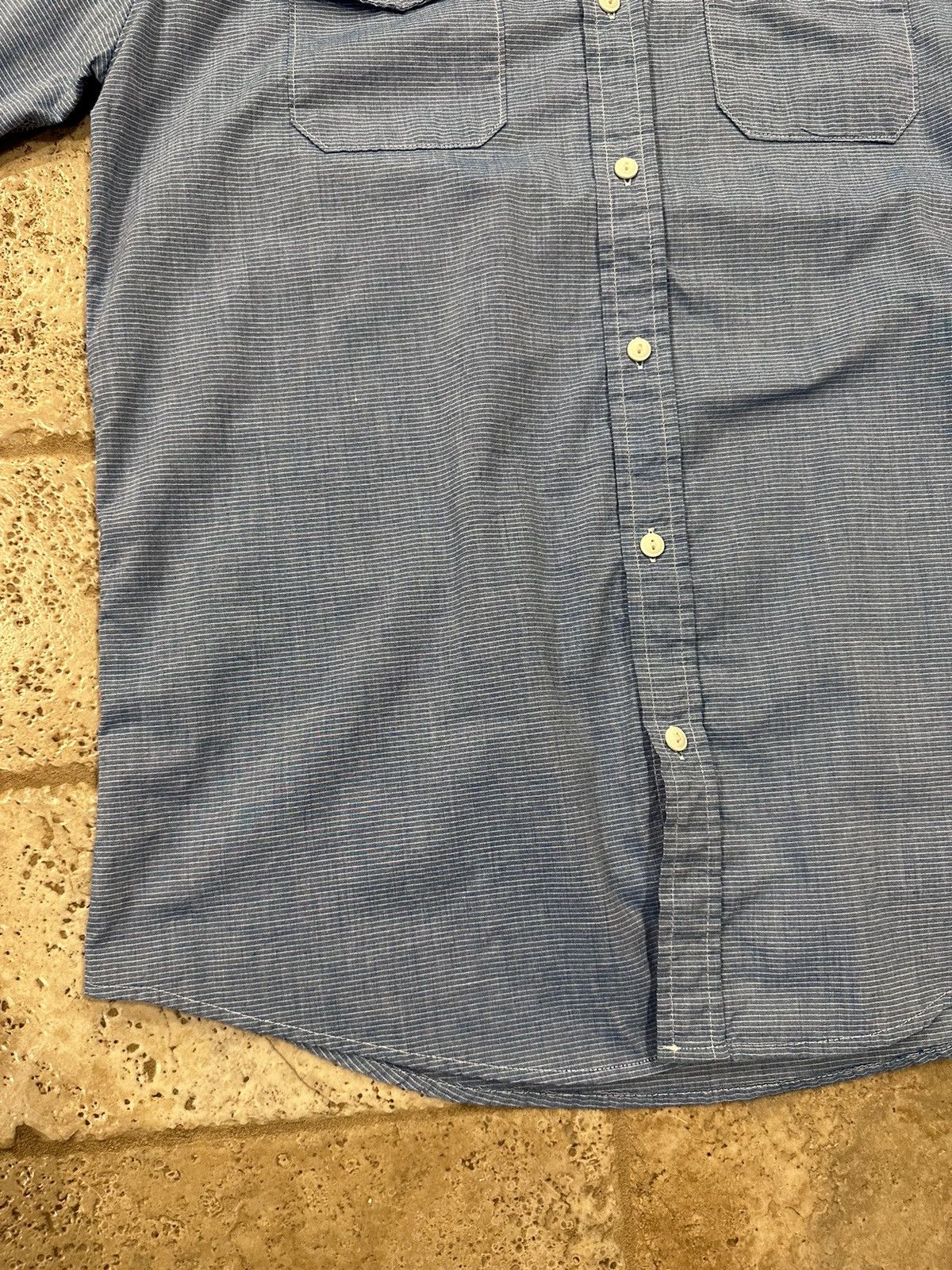 Burnside × Vintage Vintage Burnside Blue White Stripe Button Up Shirt Size US L / EU 52-54 / 3 - 4 Thumbnail