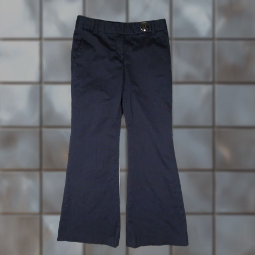 Tory Burch Tory Burch Blue Mid Rise Wide Leg Pants Women's 6 Cotton Blend Machine Washable Size 28" / US 6 / IT 42 - 1 Thumbnail