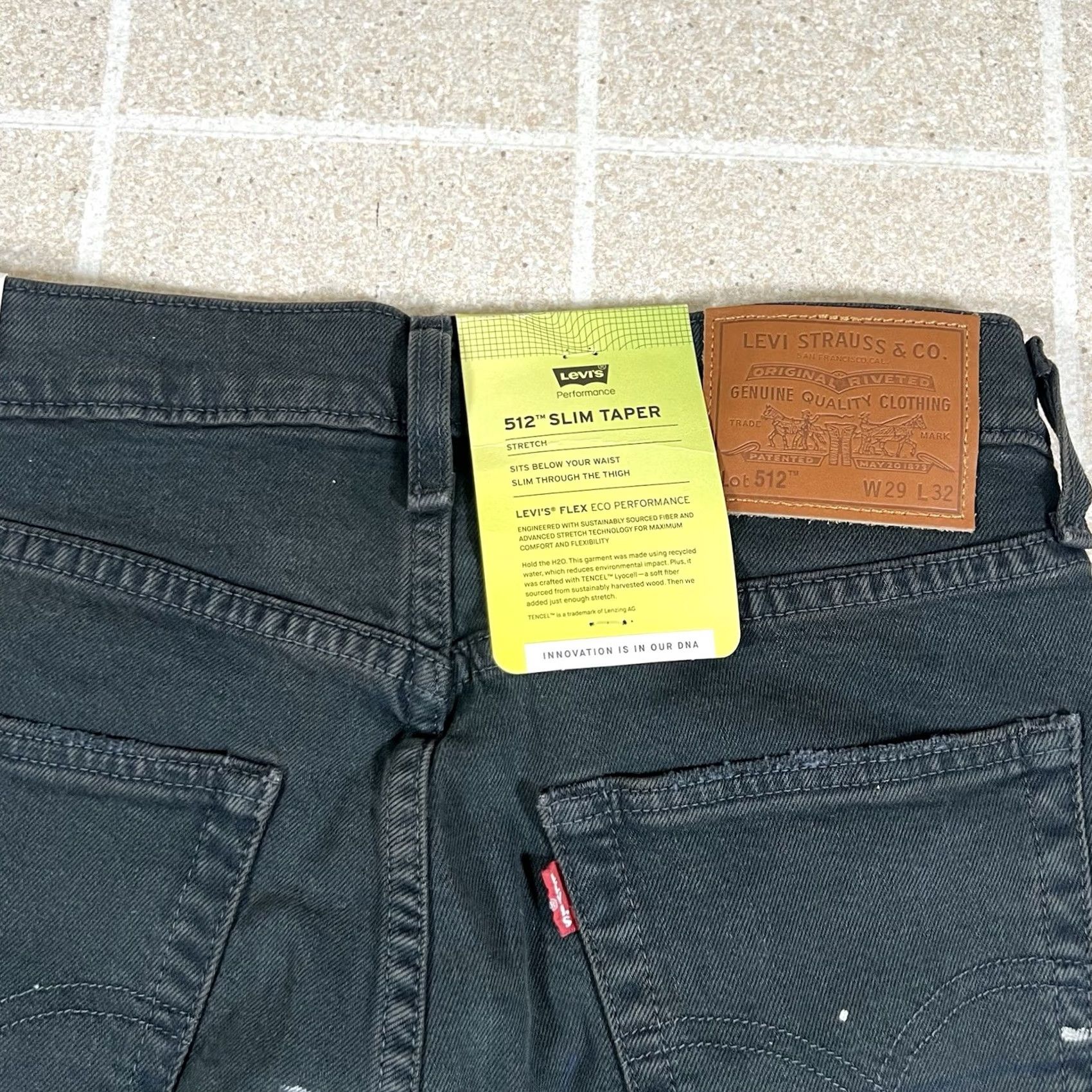 Levi's VINTAGE? Levi's 512 Slim Taper Jeans Black 29x32 Stretch Men New Distressed STRETCH Slim Fit Regular Size 29 32? Size US 29 - 5 Thumbnail