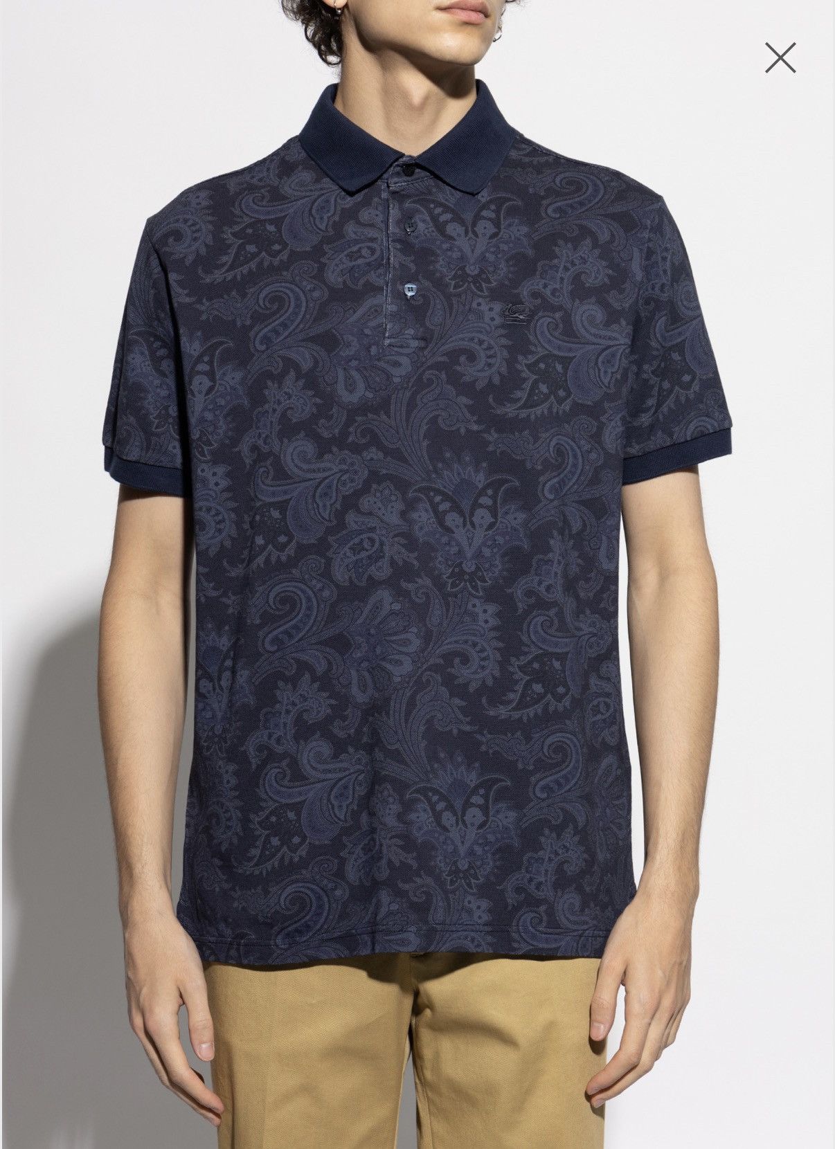 Etro Etro Milano Paisley Polo Shirt Navy Blue Cotton Short Sleeve Size US L / EU 52-54 / 3 - 2 Thumbnail