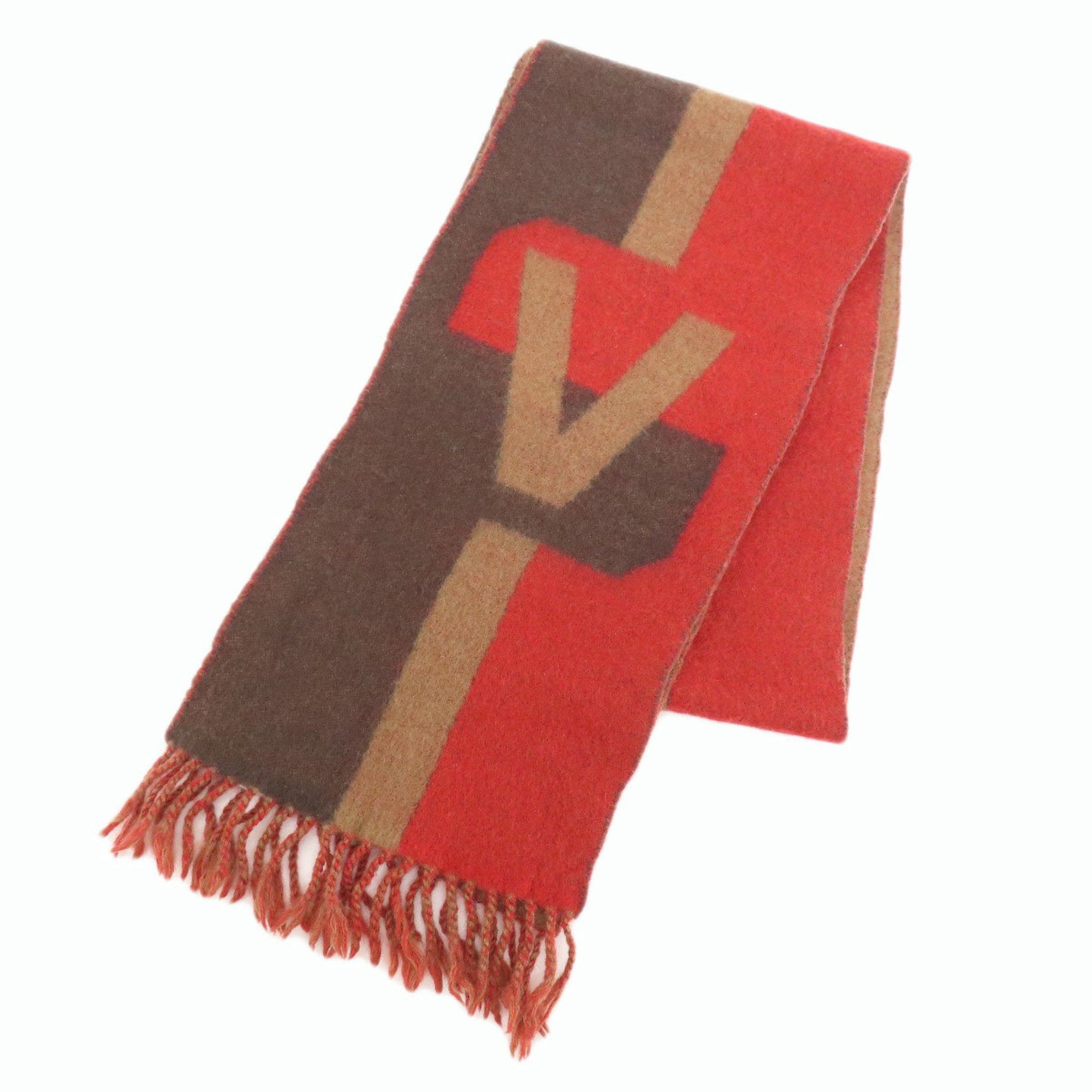 image of Louis Vuitton Echarpe V Histric Scarf Wool/cashmere Women's Louis Vuitton in Brown