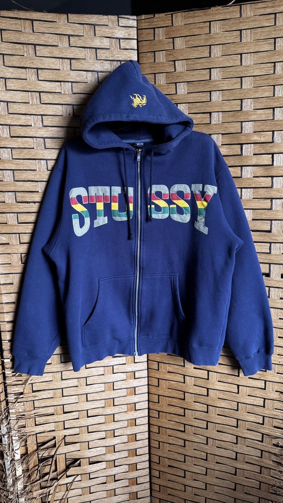 トップス 00s old stussy zip hoodie rasta colors Vintage 00' Stussy Rasta Spellout Zipper Hoodie