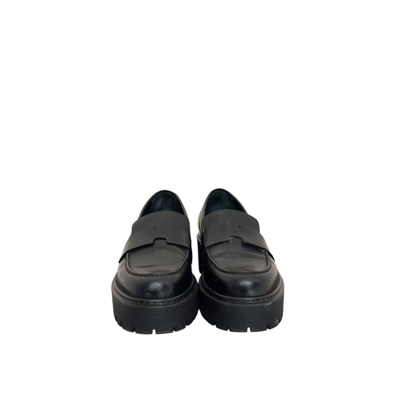 Hermes Elegant Hermes Hitch Loafers Black Glacéd Calfskin Sz.39 Size US 8 / IT 38 - 3 Thumbnail