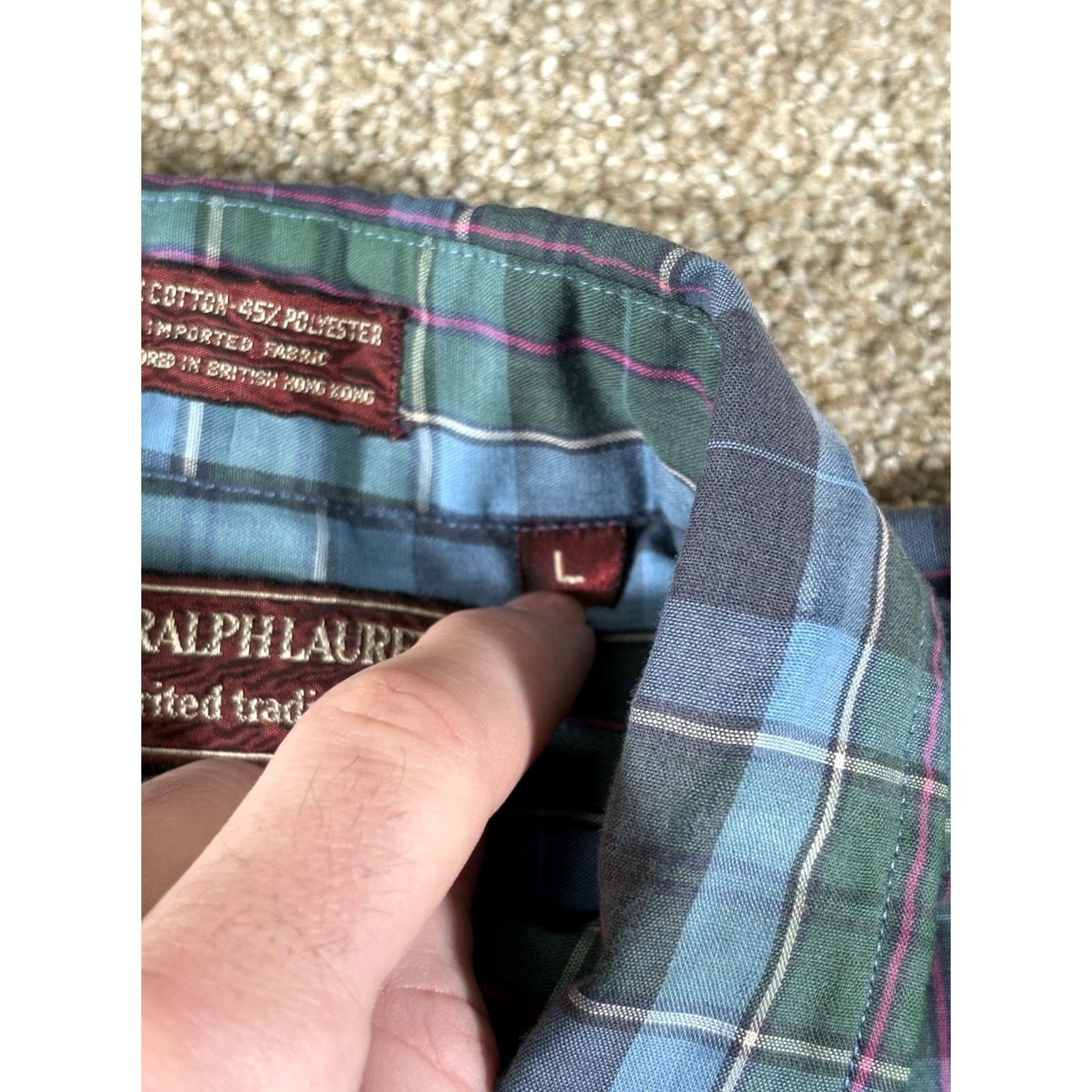 Chaps VINTAGE Chaps Ralph Lauren Button-Up Shirt Plaid Long Sleeve Men’s Large Green & Blue Shirt Size US L / EU 52-54 / 3 - 4 Thumbnail