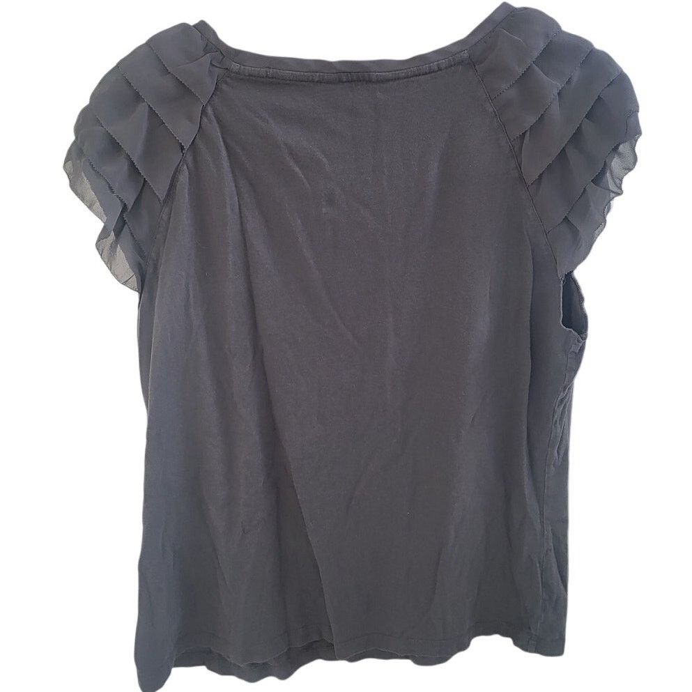 Tommy Hilfiger Tommy Hilfiger Charcoal Gray Mesh Ruffle Sleeve Top - XXL Size XXL / US 16-18 / IT 52-54 - 2 Thumbnail