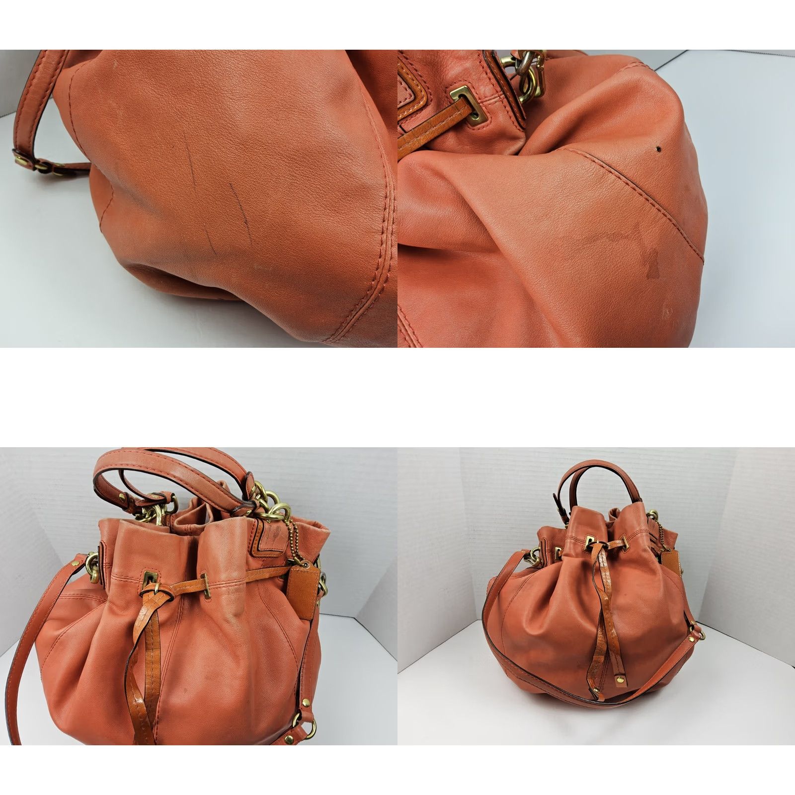 Coach Coach Shoulder Bag Large Orange Peyton Drawstring Leather Womens Size ONE SIZE - 9 Thumbnail