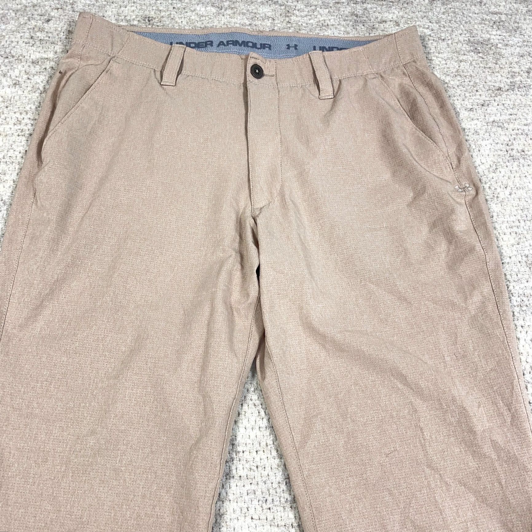 Under Armour Under Armour Golf Pants Men 36x32 Khaki Chino Heat Gear Performance Golf Beig​e Breathable Moisture Wicking Pockets Flat Front Regular Straight Size US 36 / EU 52 - 5 Thumbnail