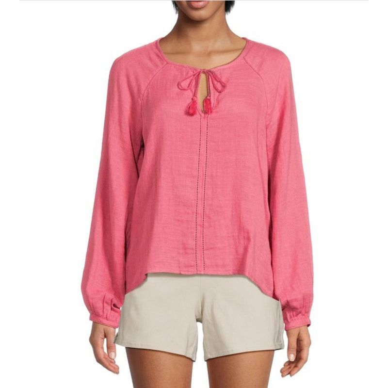 Faherty Faherty Womens Celina Puff Sleeve Top Gauzy Peasant Blouse M Size M / US 6-8 / IT 42-44 - 2 Thumbnail