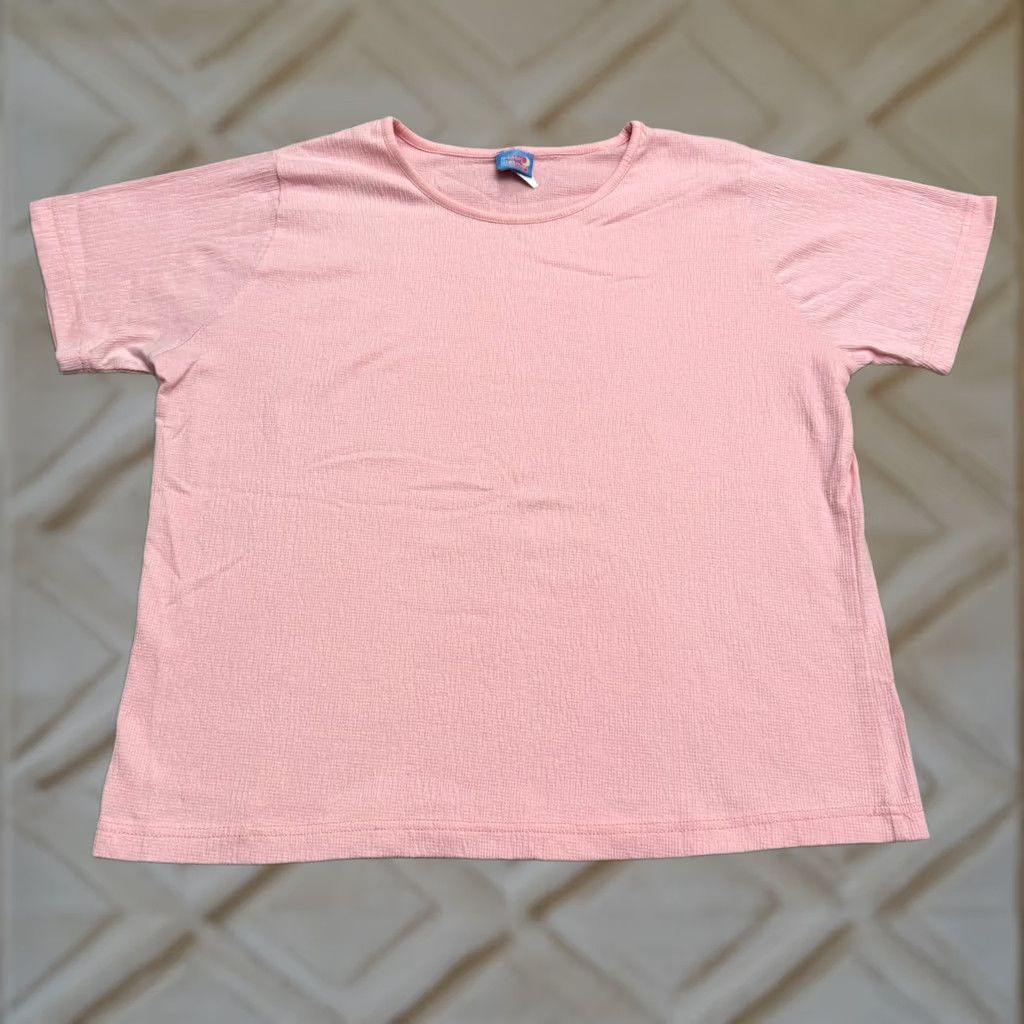 Haband Haband Moon Beams Textured Waffle Knit Basic T-Shirt Womens L Pink Crew Tee Shirt Short Sleeve Casual Size L / US 10 / IT 46 - 1 Thumbnail