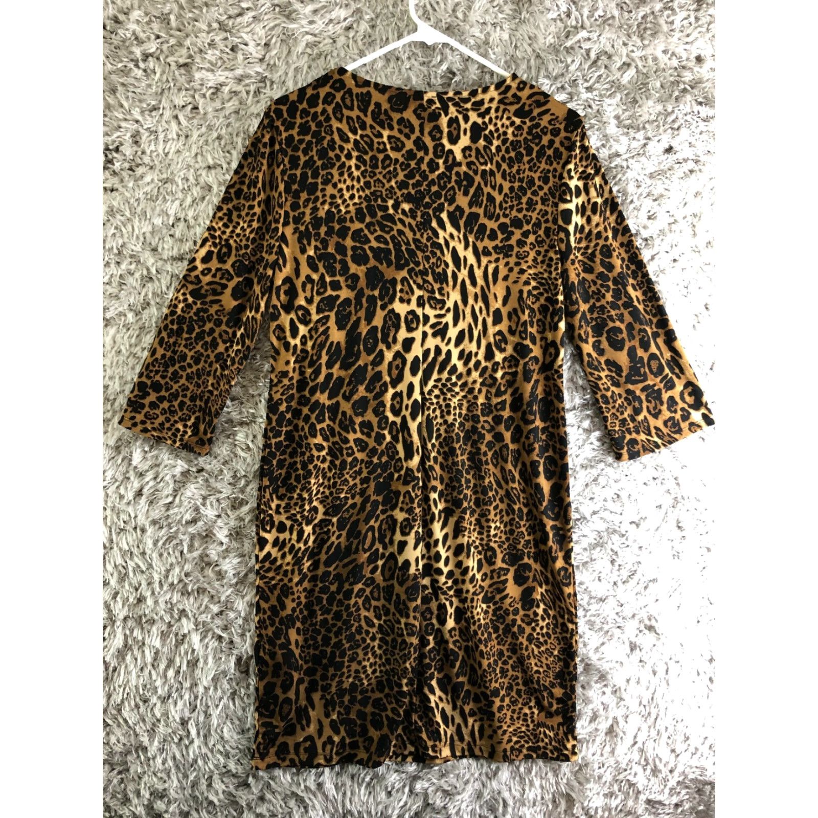 Vintage Chico's Dress Womens Size 1 Cheetah Print Dolman Sleeve Polyester Spandex V-Neck Pullover Midi/3/4 Sleeve Animal Print Brown Size XS / US 0-2 / IT 36-38 - 8 Thumbnail