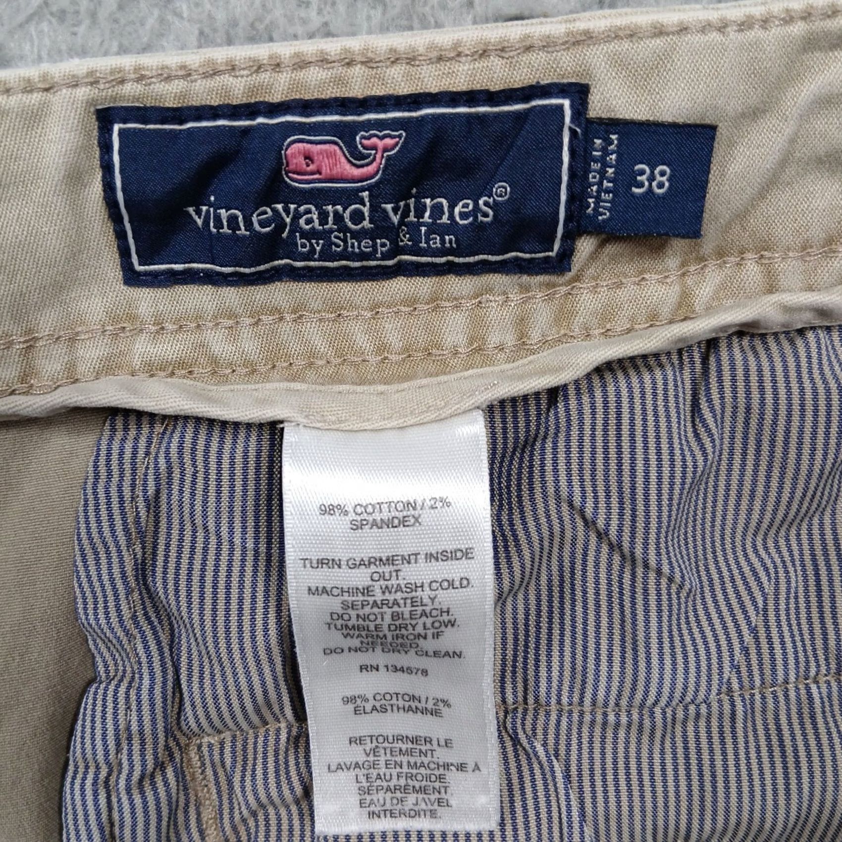 Vineyard Vines Vineyard Vines Mens Beige Classic Fit Stretch Chino Shorts Cotton Spandex Size 38 Size US 38 / EU 54 - 3 Thumbnail
