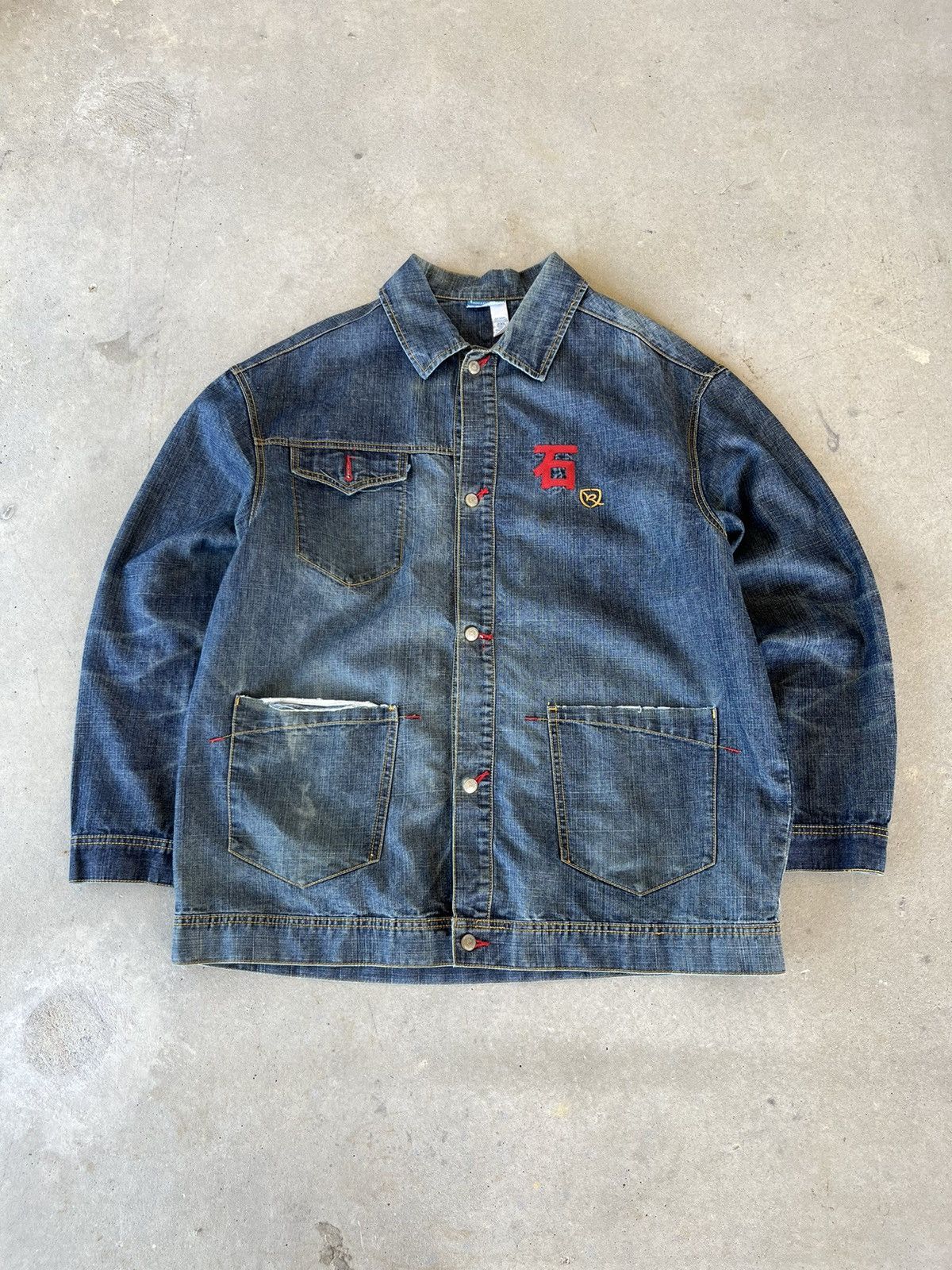 Ecko Unltd. Vintage Y2K Rocawear Denim Chore Coat w/ Emboridered Patches Size US XXL / EU 58 / 5 - 1 Thumbnail