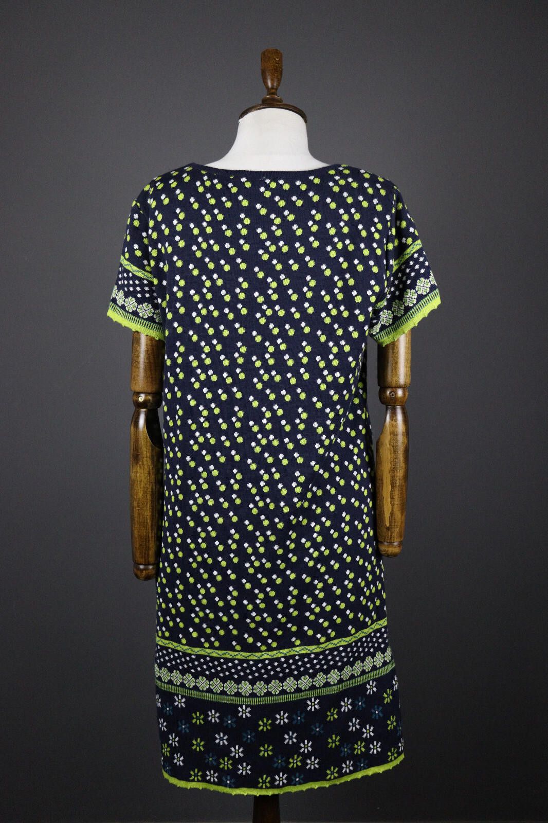 Designer Deerberg by Oska Colorful Green Floral Knit Dress Size L Size L / US 10 / IT 46 - 5 Thumbnail