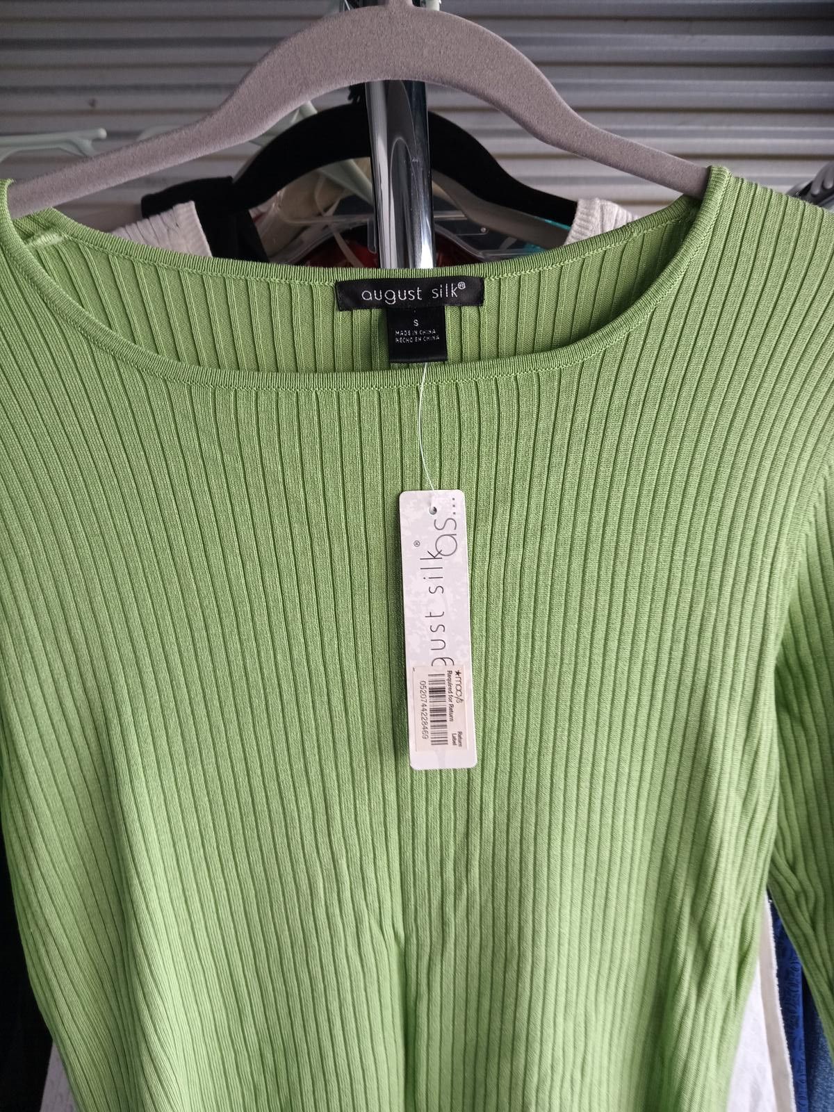 Designer August Silk Ribbed Knit Top - Green Size S / US 4 / IT 40 - 3 Thumbnail