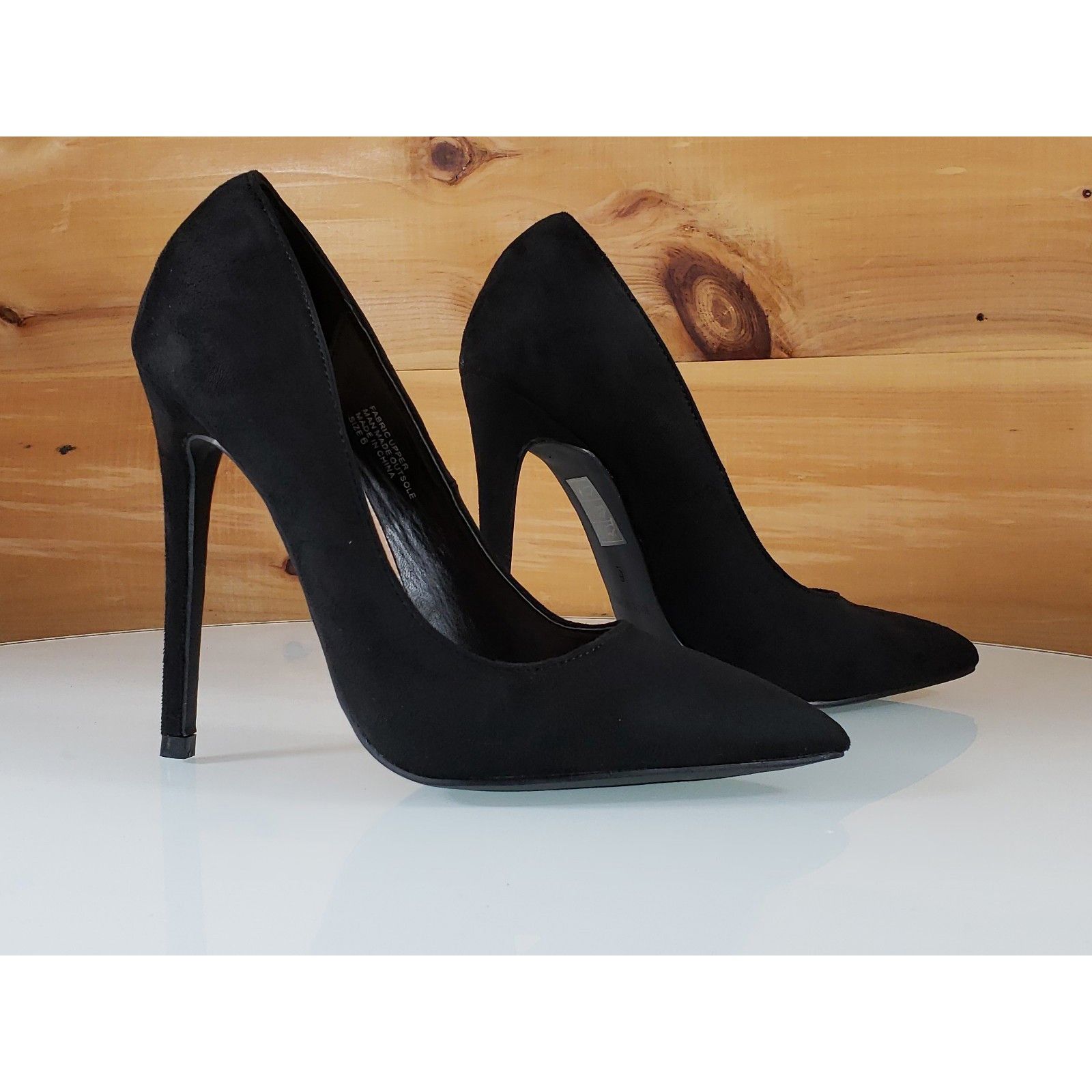 Other Red Cherry Soft Black Vegan Suede Pointy Toe Pump Shoe 4.5" Size US 6 / IT 36 - 2 Thumbnail