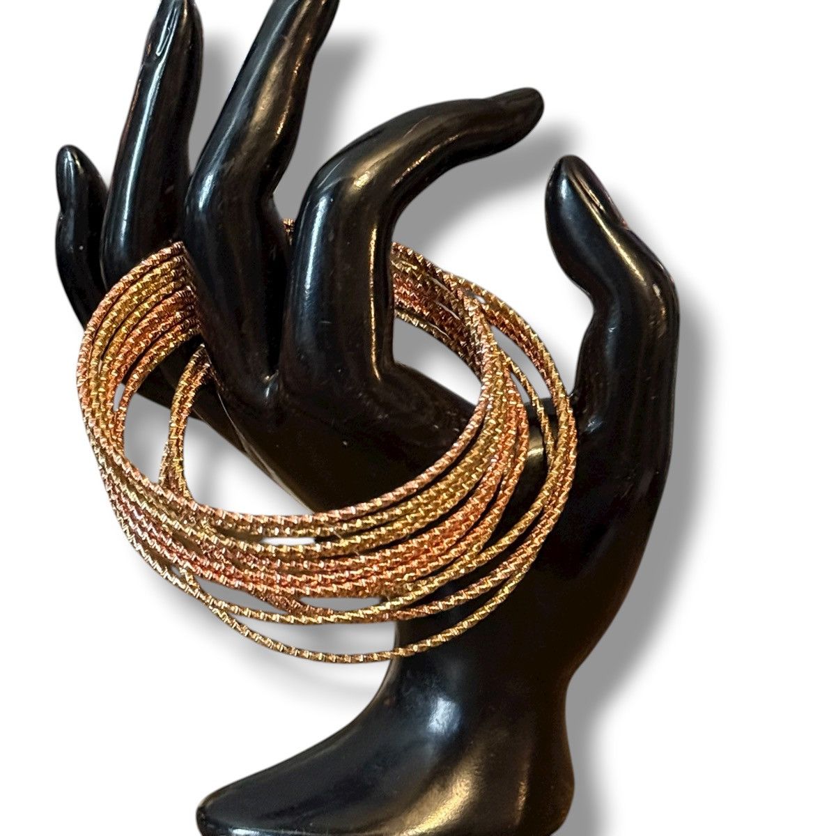 Other Rose gold and gold tone textured diamond cut bangle bracelet Size ONE SIZE - 2 Thumbnail