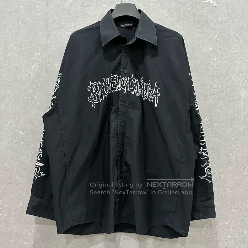 Balenciaga Balenciaga Flame Sanskrit Cotton Long Sleeve Shirt Size US S / EU 44-46 / 1 - 1 Thumbnail