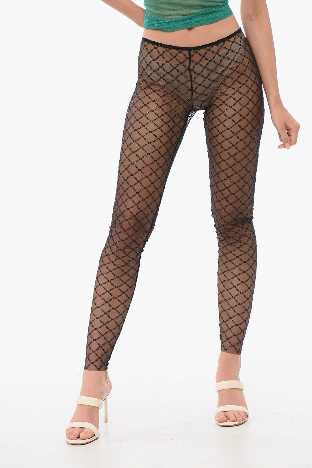 Dsquared2 Sequin-Embroidered Mesh Tights Size ONE SIZE - 1 Thumbnail
