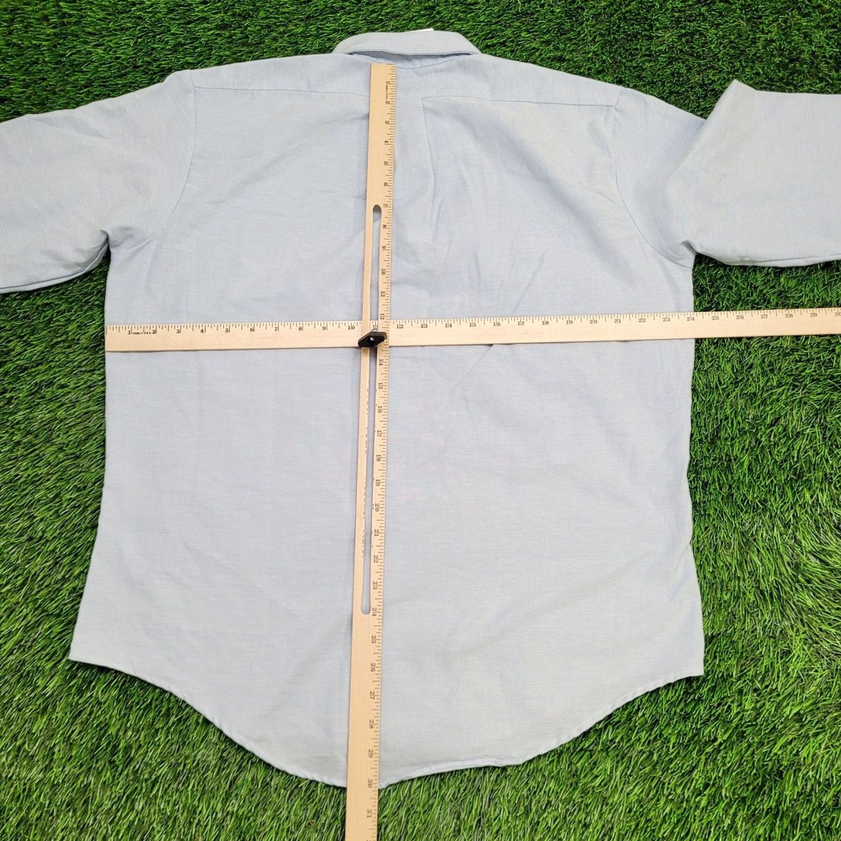 Vintage VINTAGE 90s Preppy MOD Button-Up Shirt M/L Baggy Long-Tails 24x30 Blue Shirt Mens Size US M / EU 48-50 / 2 - 4 Thumbnail