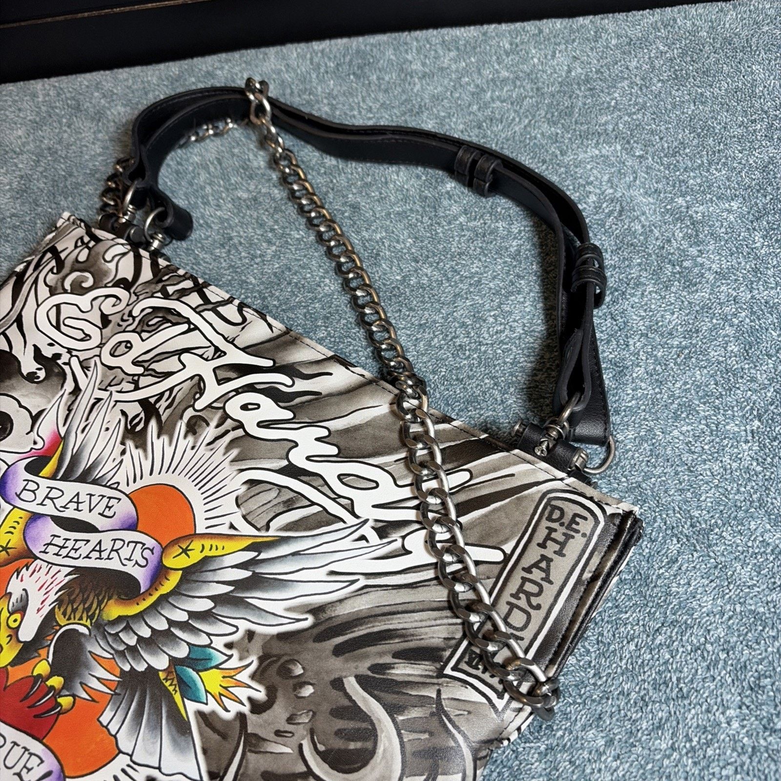 Ed Hardy ED HARDY TATTOO EAGLE LARGE FAUX LEATHER TOTE BAG 14”x15”x5” Size ONE SIZE - 5 Thumbnail