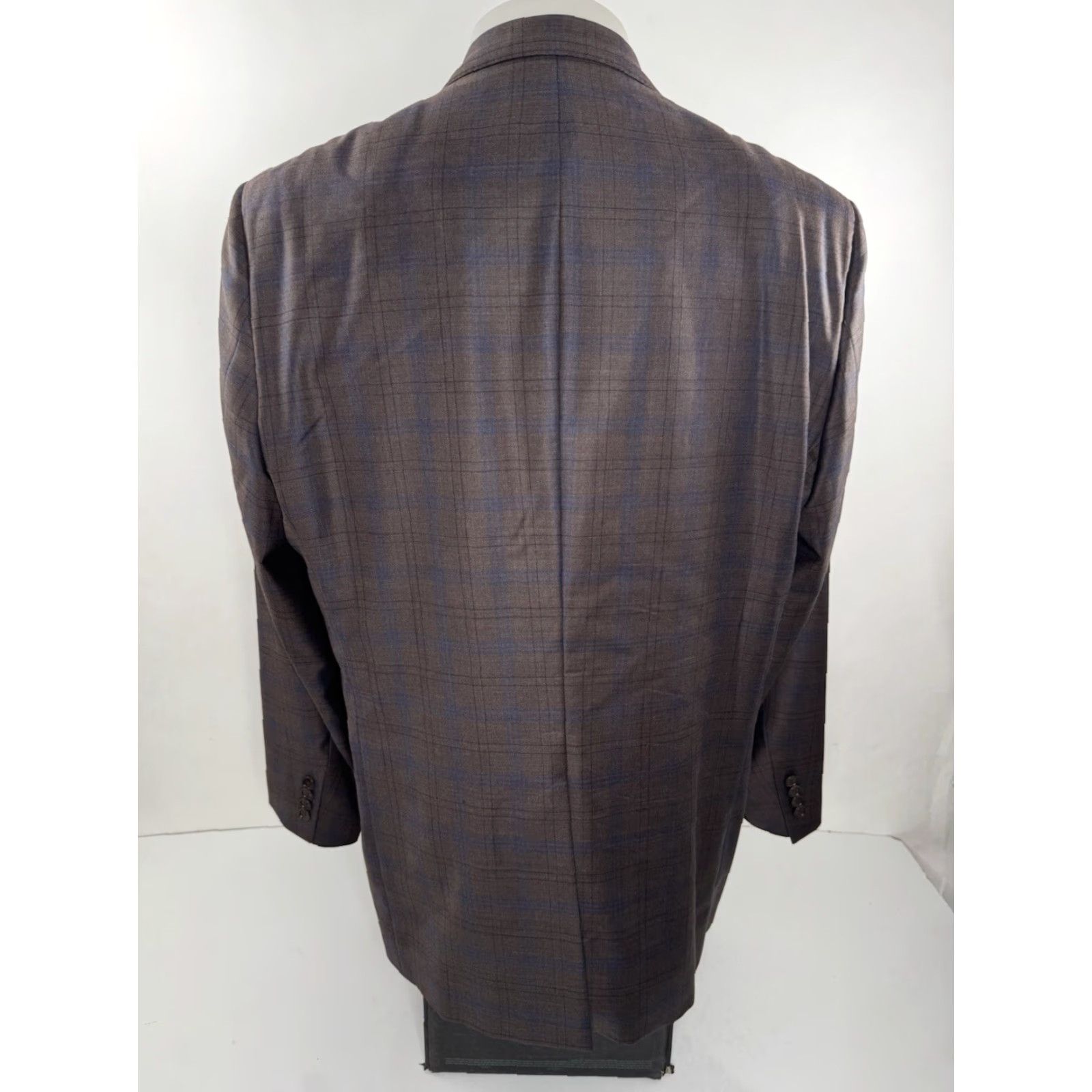 Vintage COPPLEY Galen WOOL Plaid Blazer Jacket 48 BIG & TALL Men Brown Blue Wool Blazer Mens 48 Size 48R - 4 Thumbnail