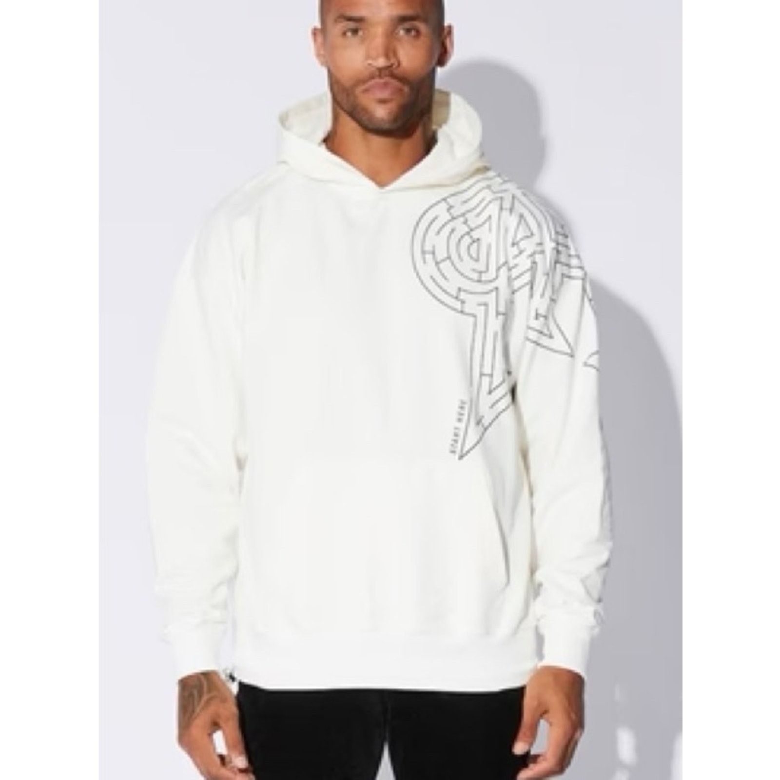Rta RTA OVERSIZED WHITE MAZE HOODIE- Small Size US S / EU 44-46 / 1 - 1 Thumbnail